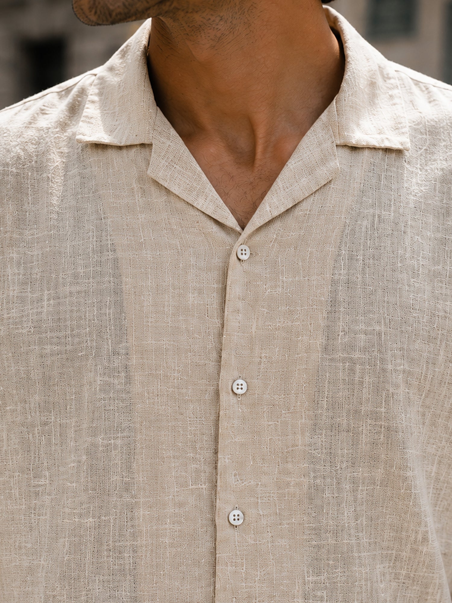 Men Beige Abstract Print Shirt