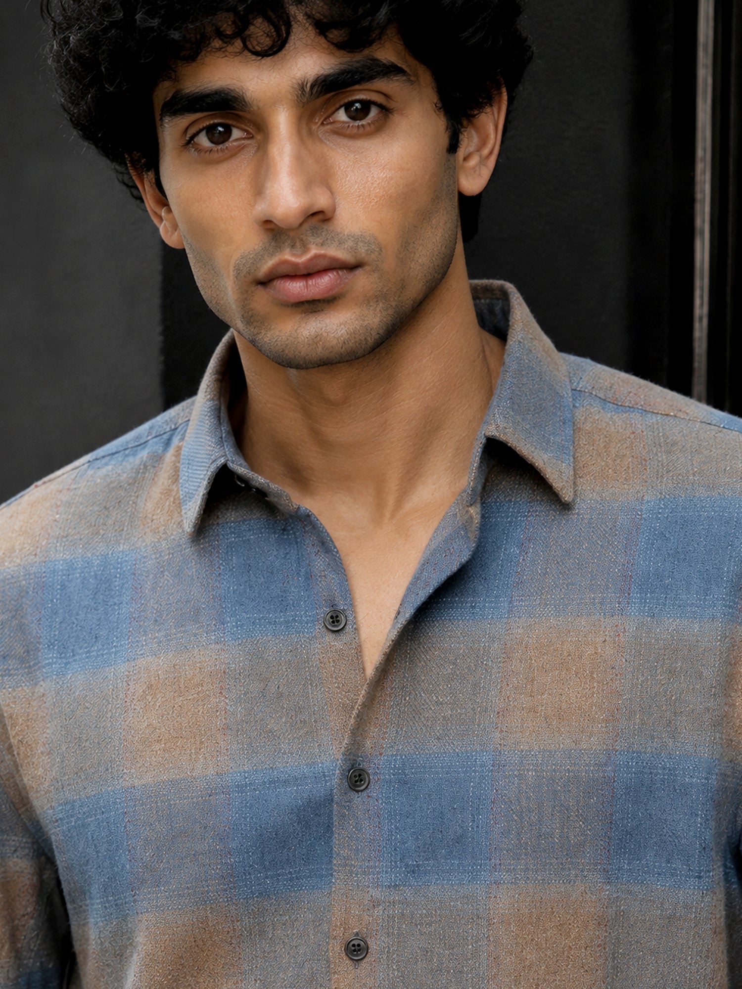Men Blue Check Oversized Fit Shirt