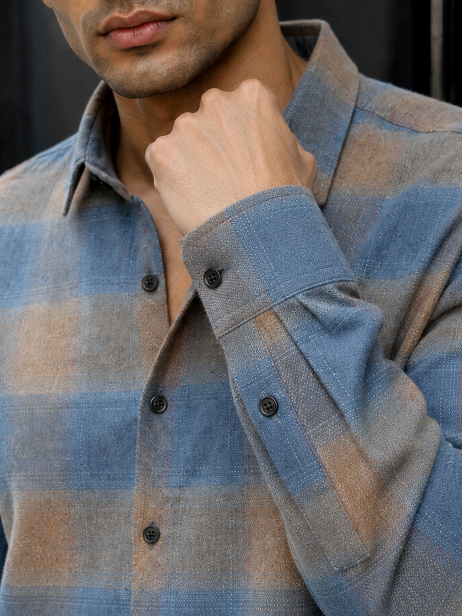 Men Blue Check Oversized Fit Shirt