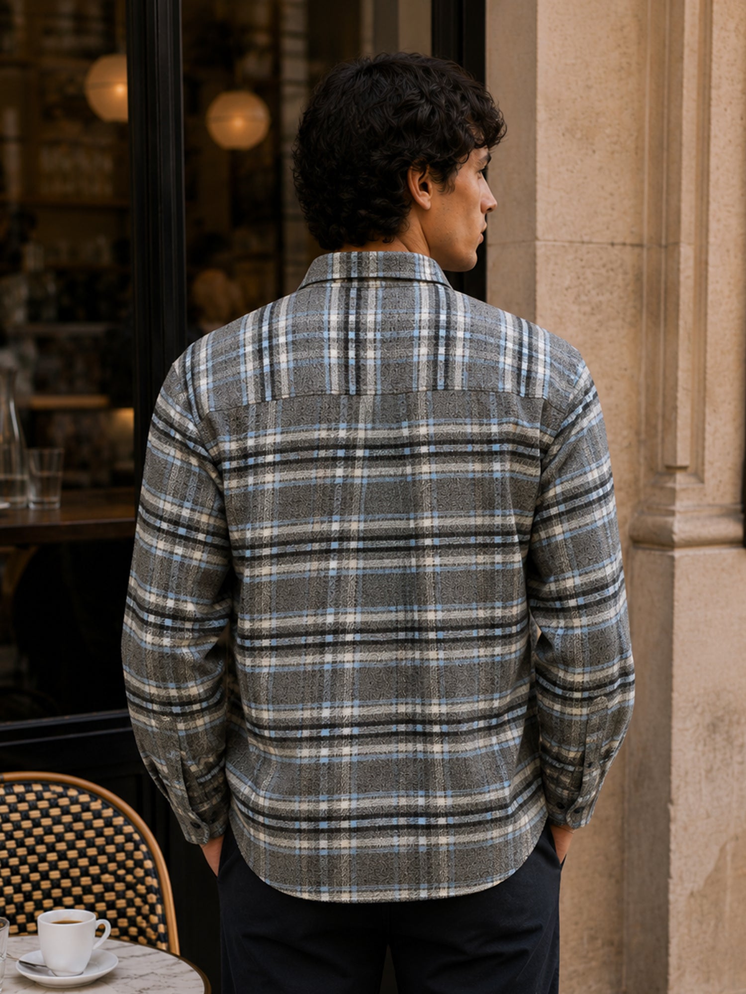 Men Charcoal Tartan Checked Shirt