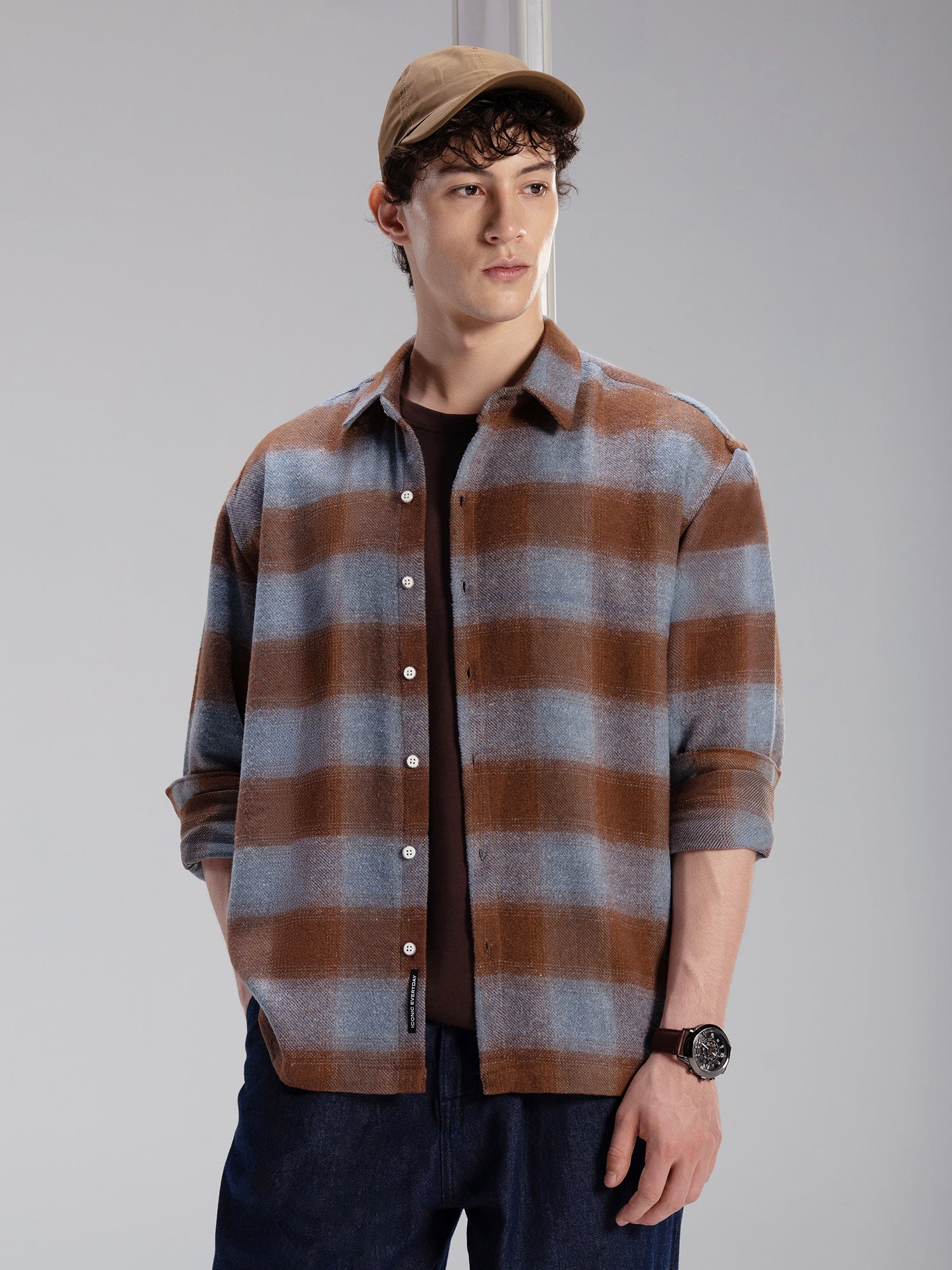 Men Brown Tartan Checked Shirt