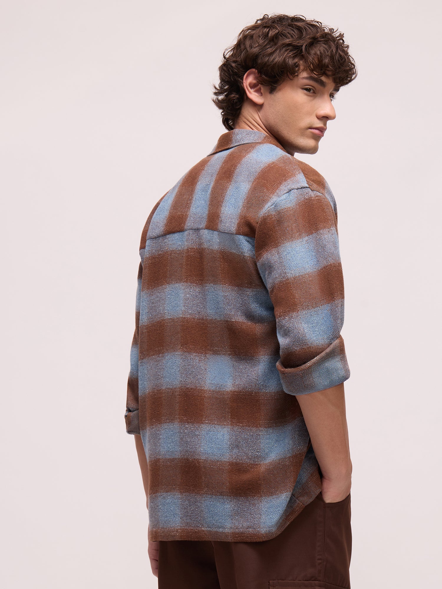 Men Brown Tartan Checked Shirt