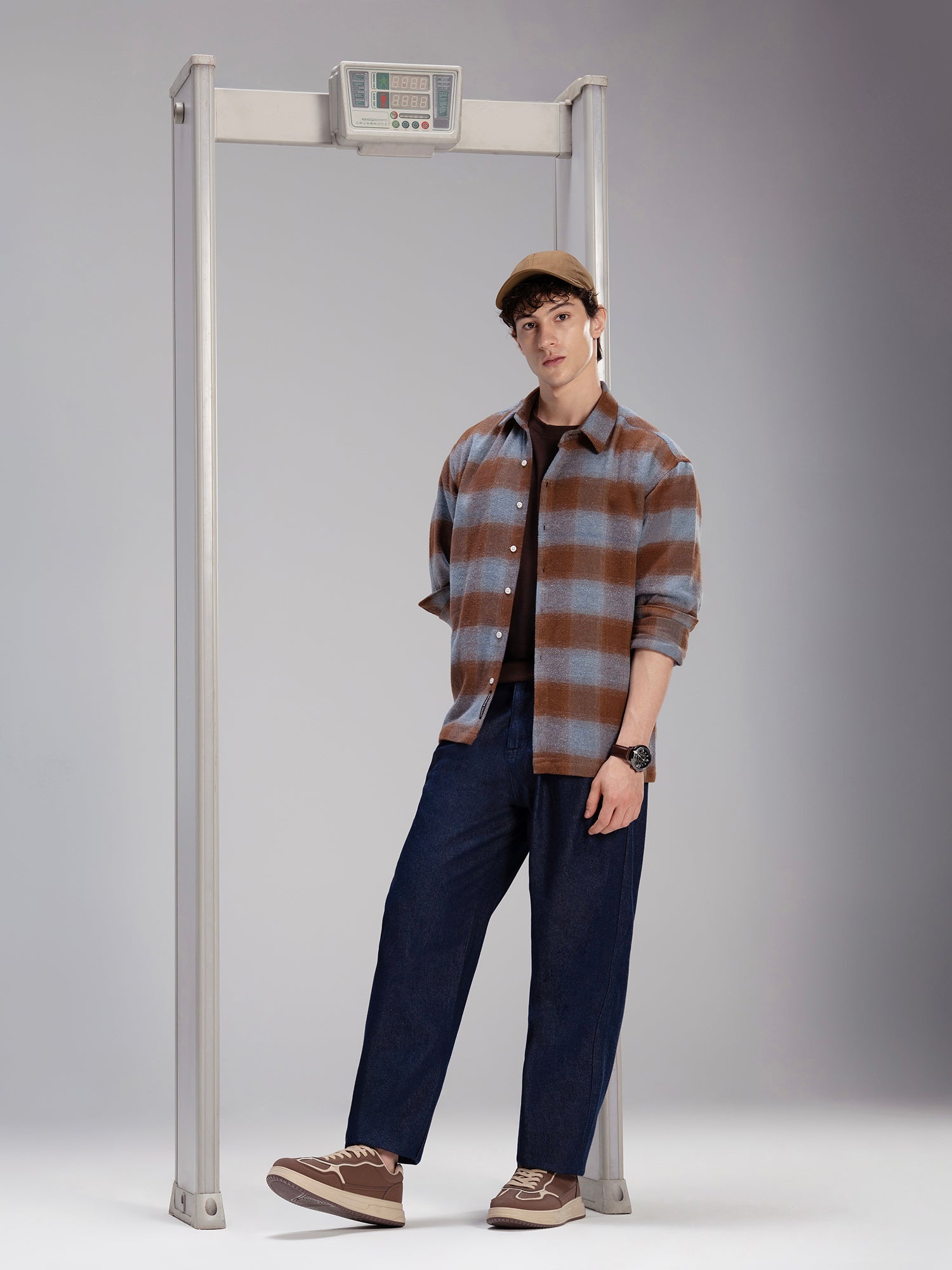Men Brown Tartan Checked Shirt