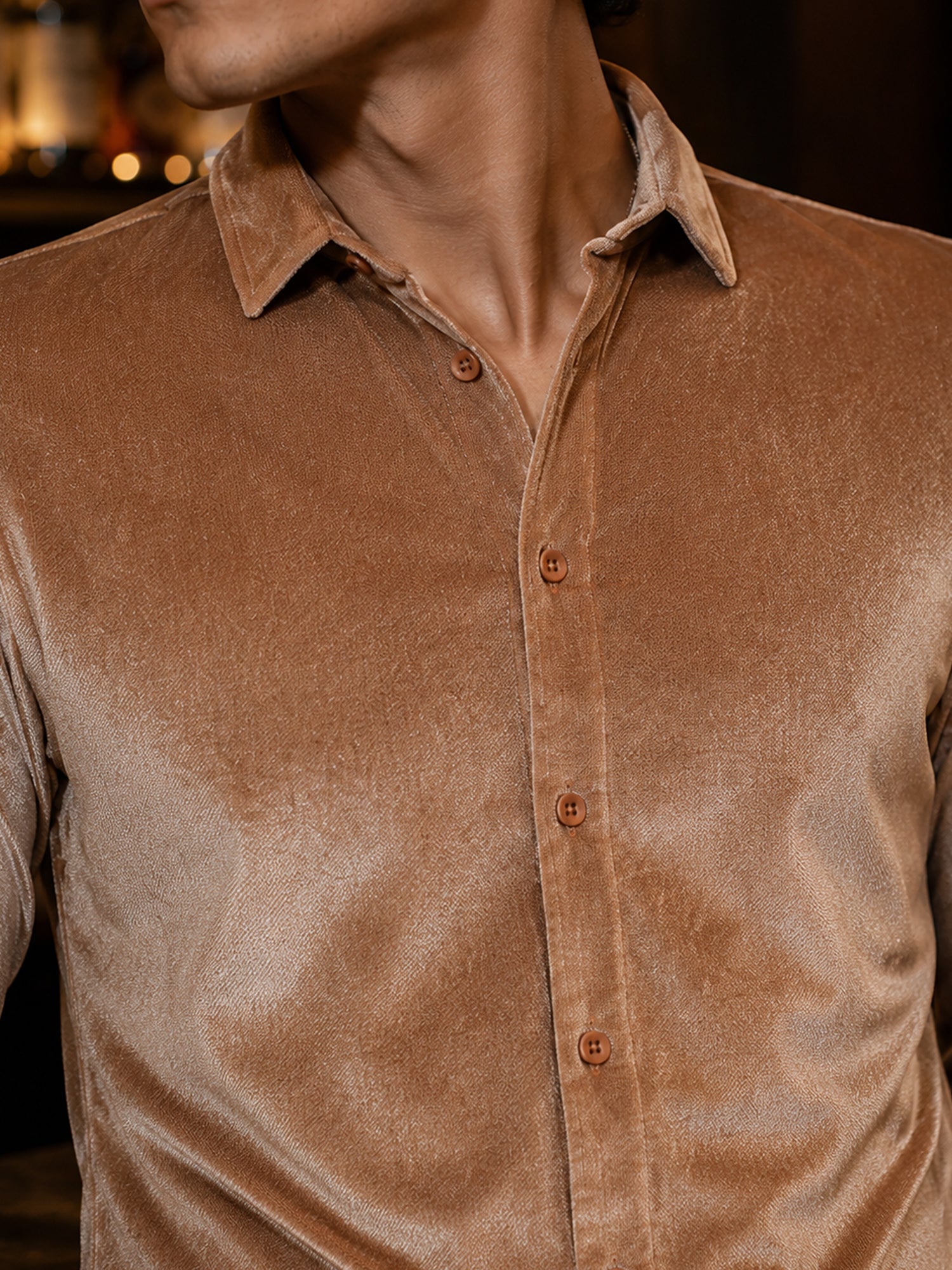 Men Brown Solid Party Shirt