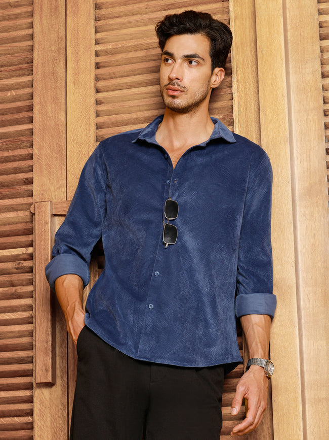 Men Navy Textured Shirt