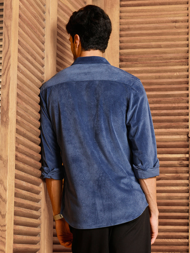Men Navy Textured Shirt
