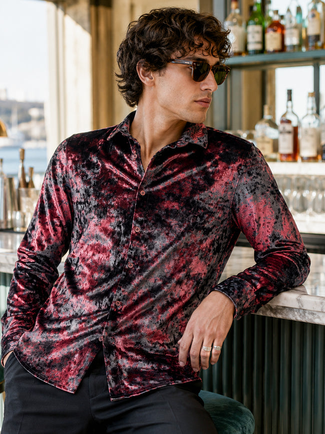 Men Maroon Abstract Print Shirt