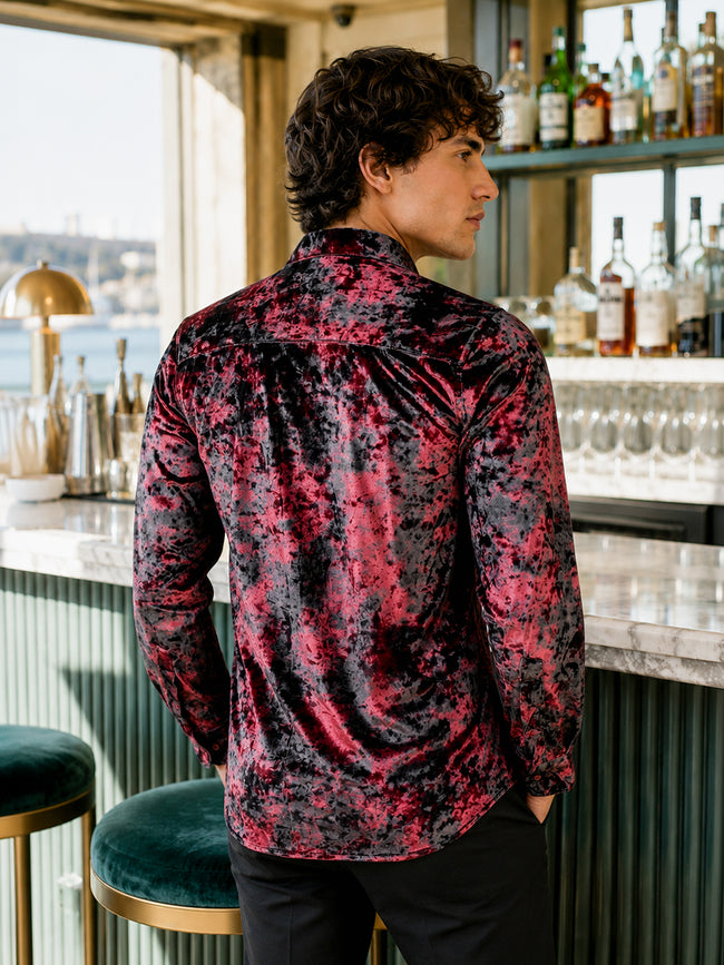 Men Maroon Abstract Print Shirt