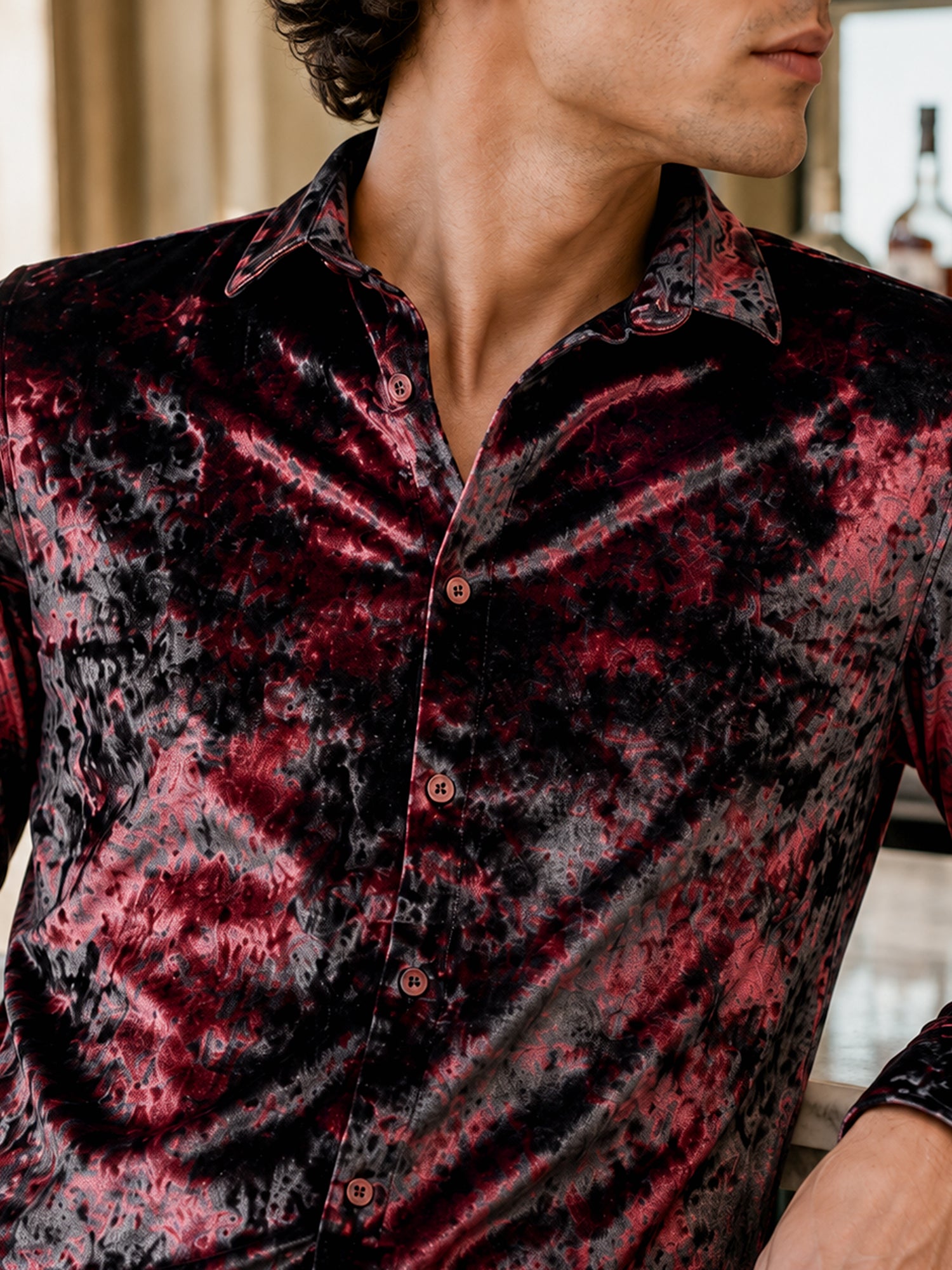 Men Maroon Abstract Print Shirt