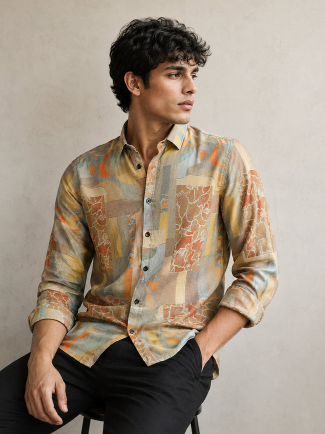 Men Multi Abstract Print Shirt