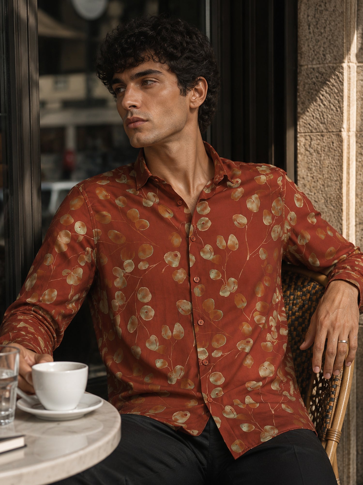 Men Rust Printed Shirt
