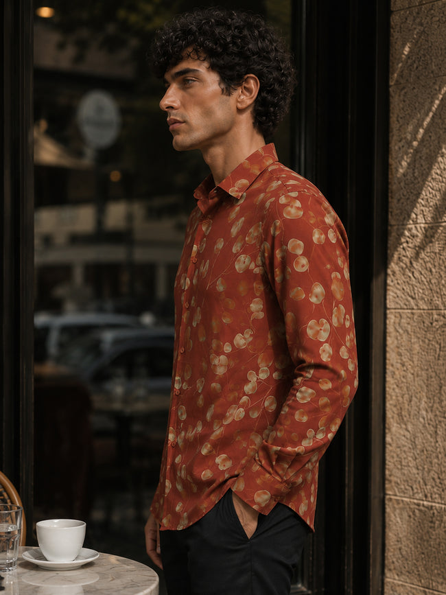 Men Rust Printed Shirt