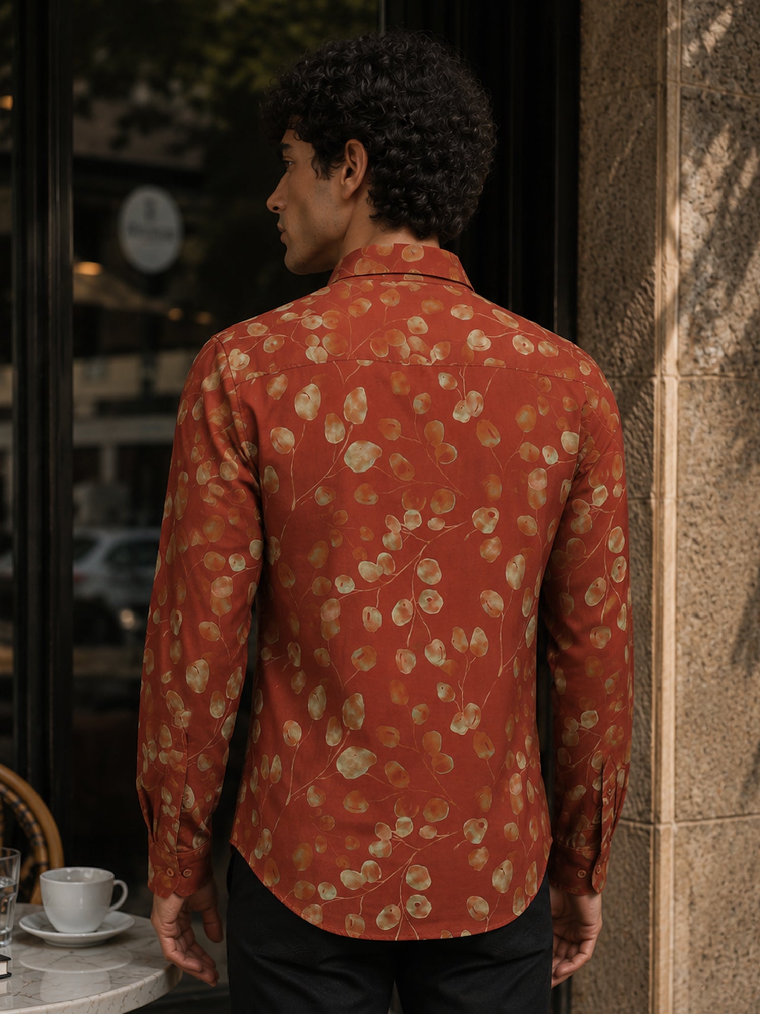 Men Rust Printed Shirt