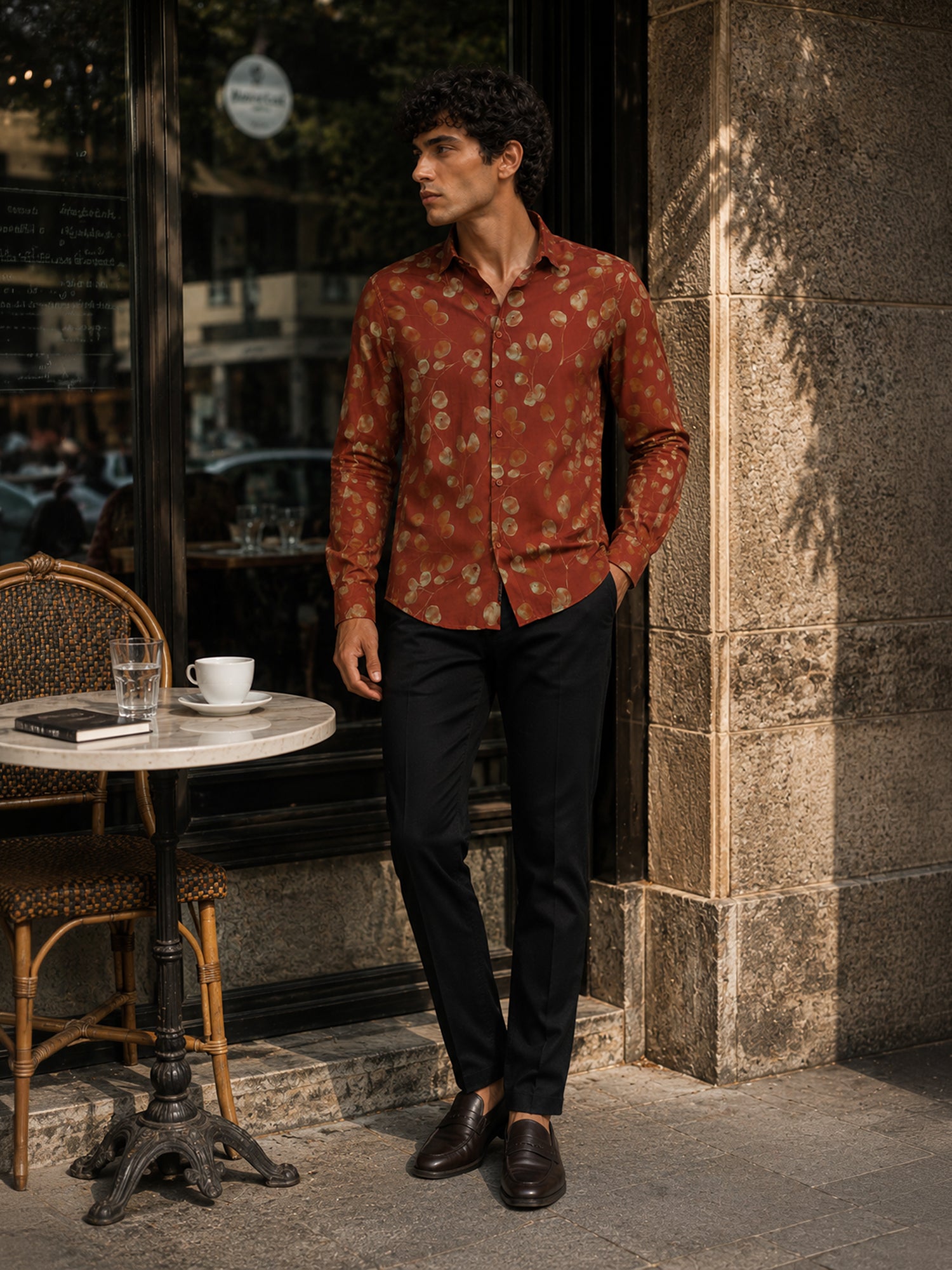 Men Rust Printed Shirt