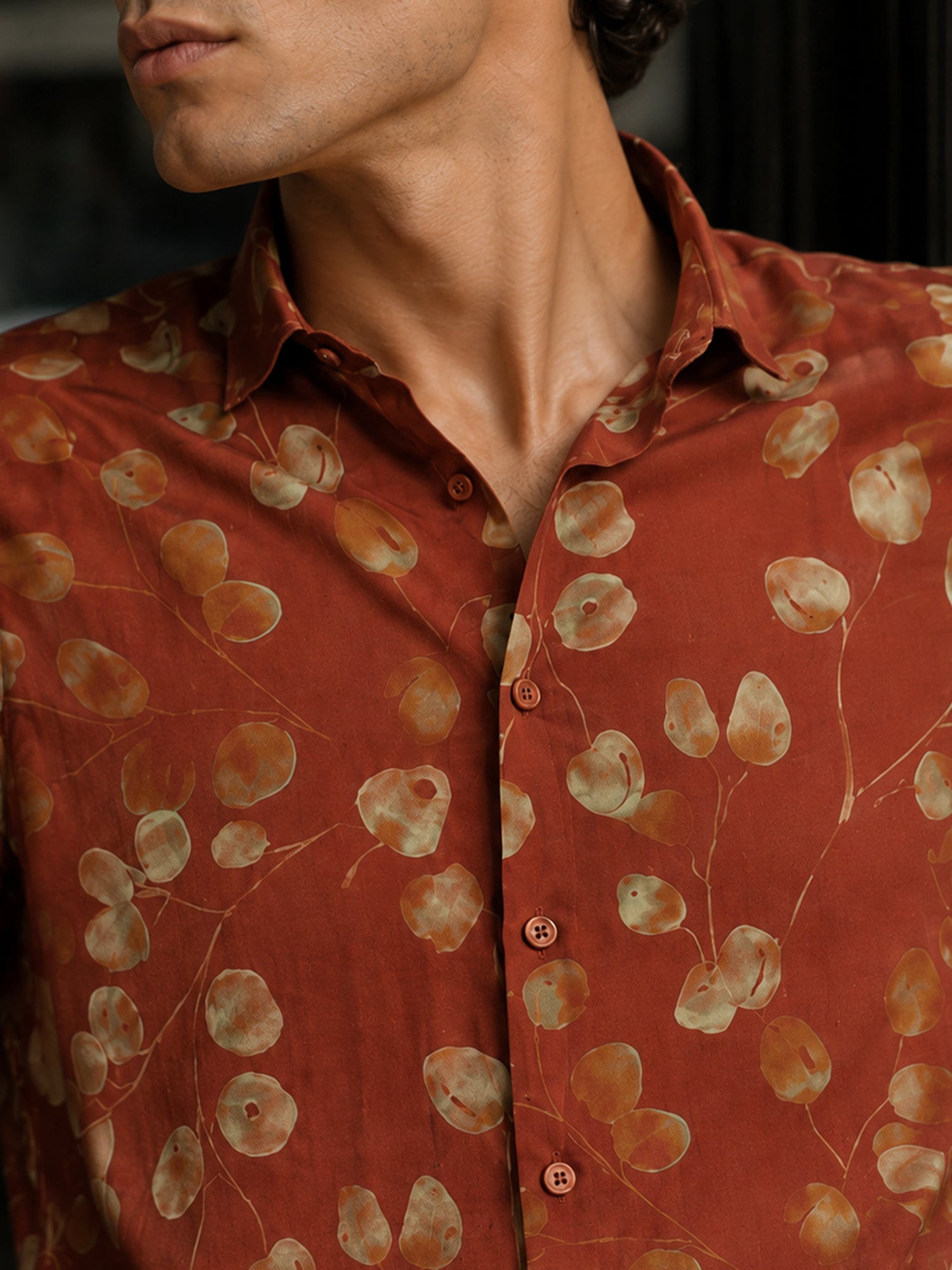 Men Rust Printed Shirt
