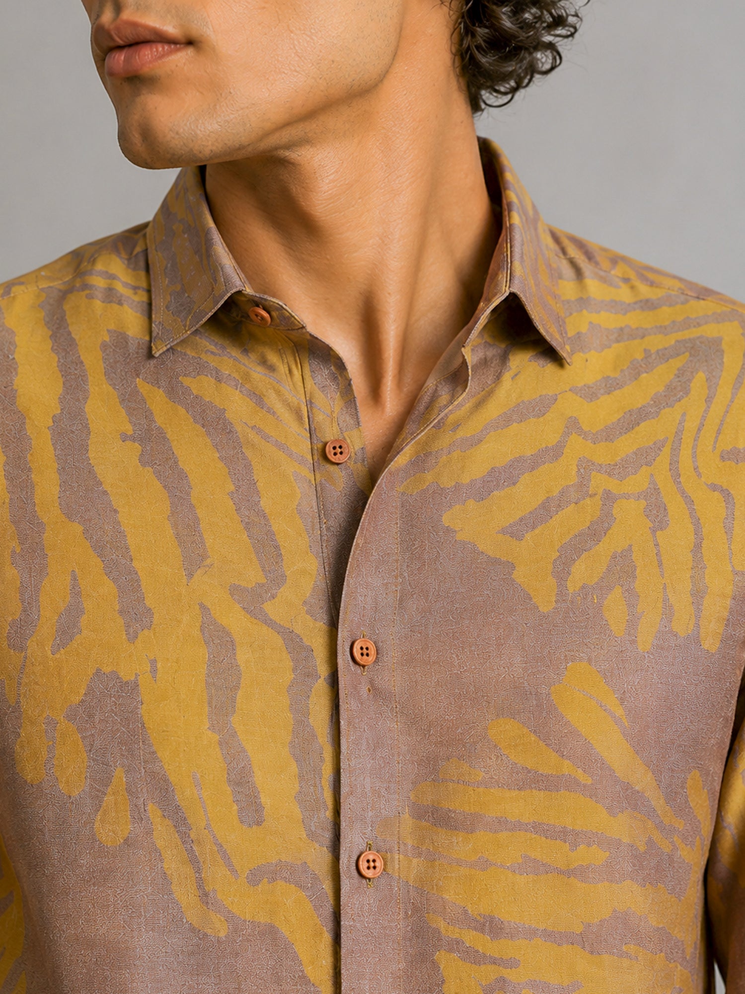 Men Mustard Animal Print Shirt