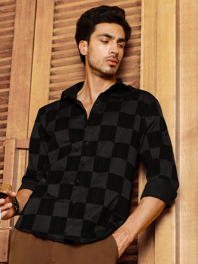 Men Black Checked Shirt