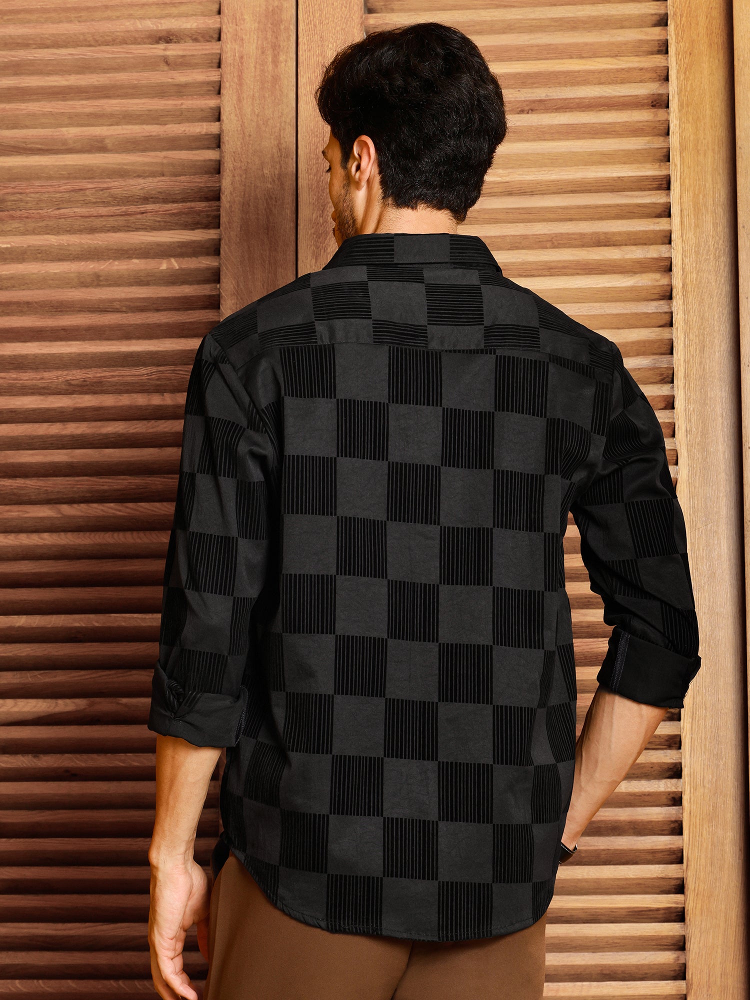 Men Black Checked Shirt