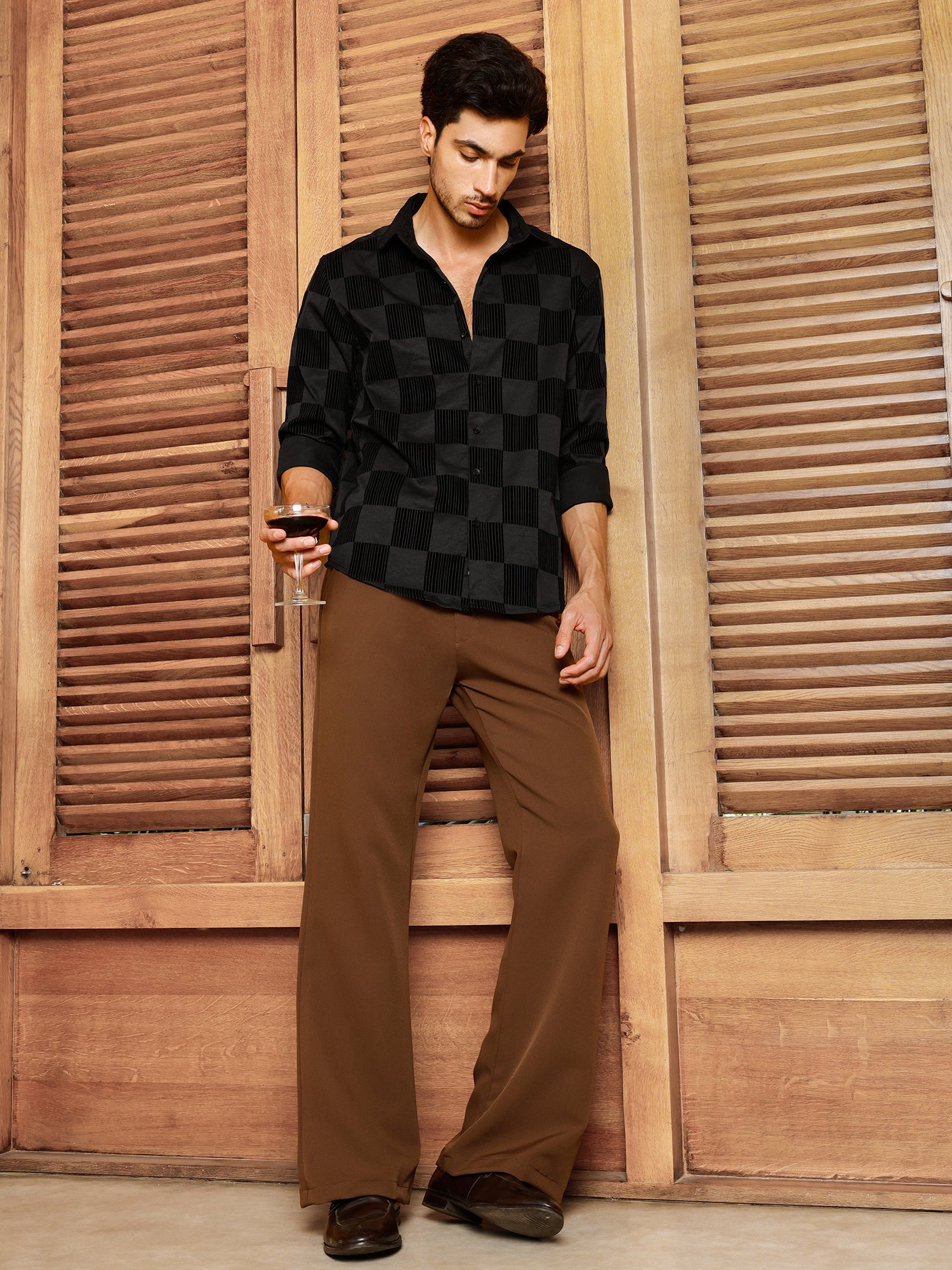 Men Black Checked Shirt