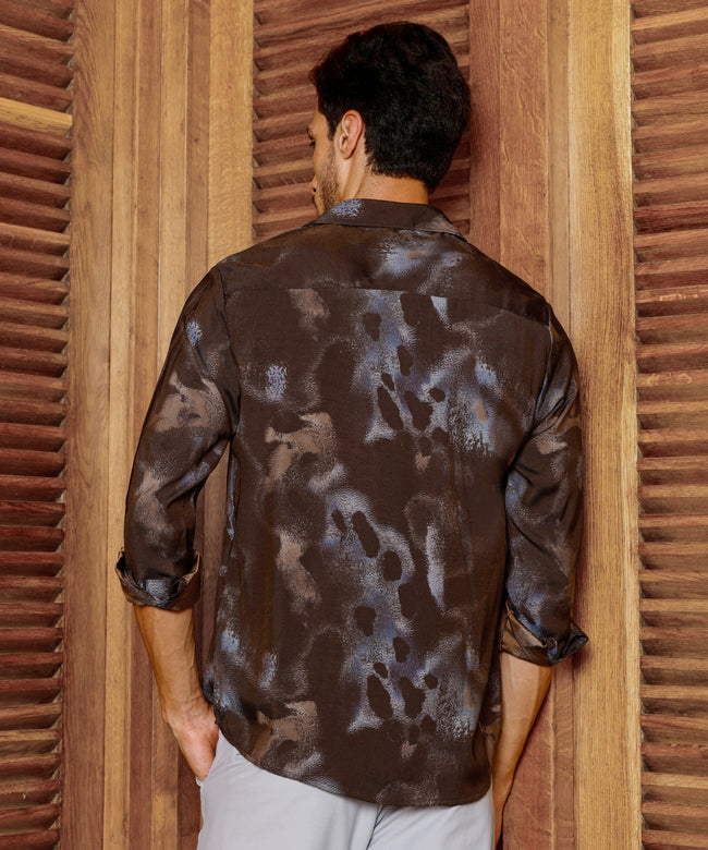 Men Brown Party Shirt