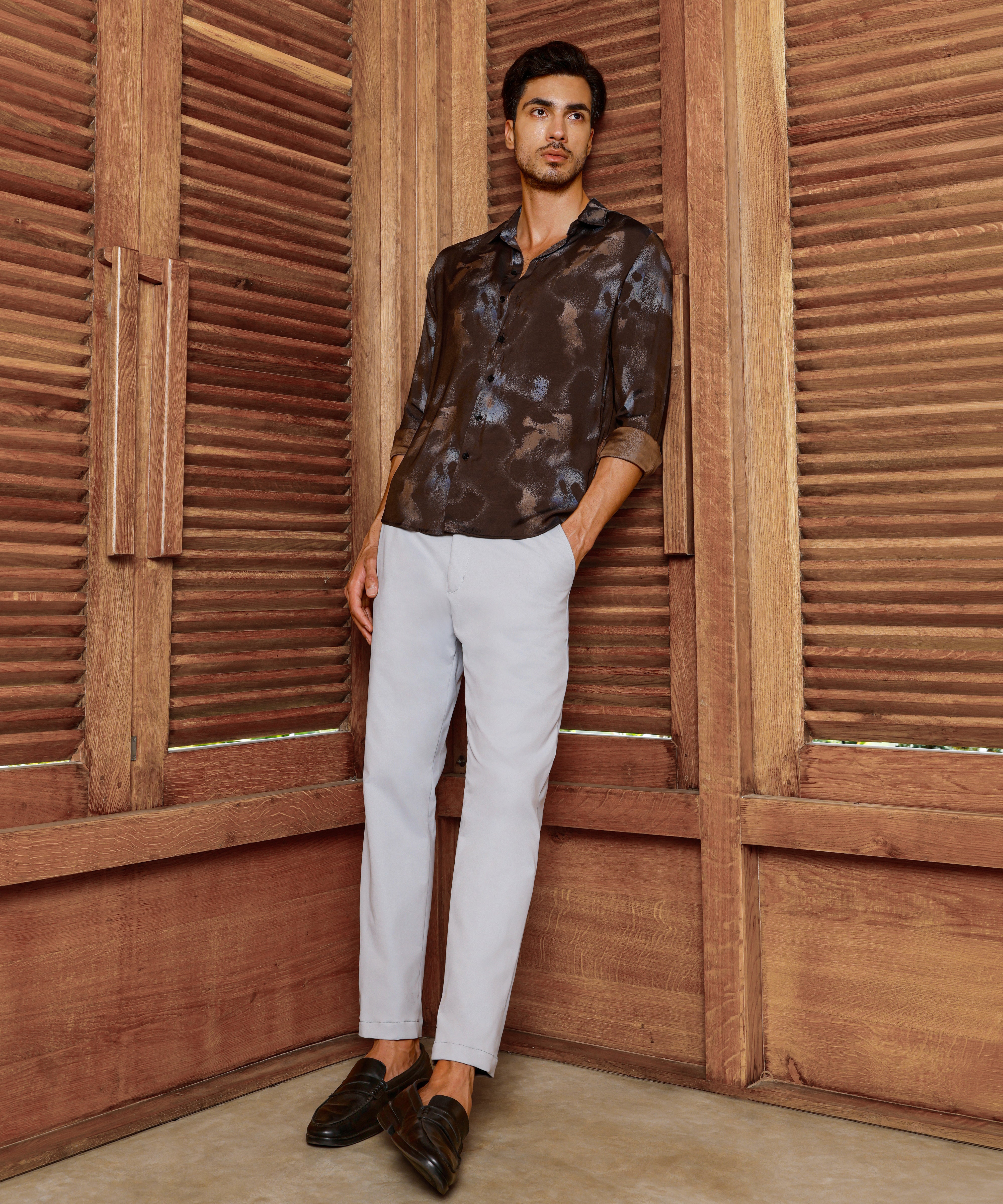 Men Brown Party Shirt