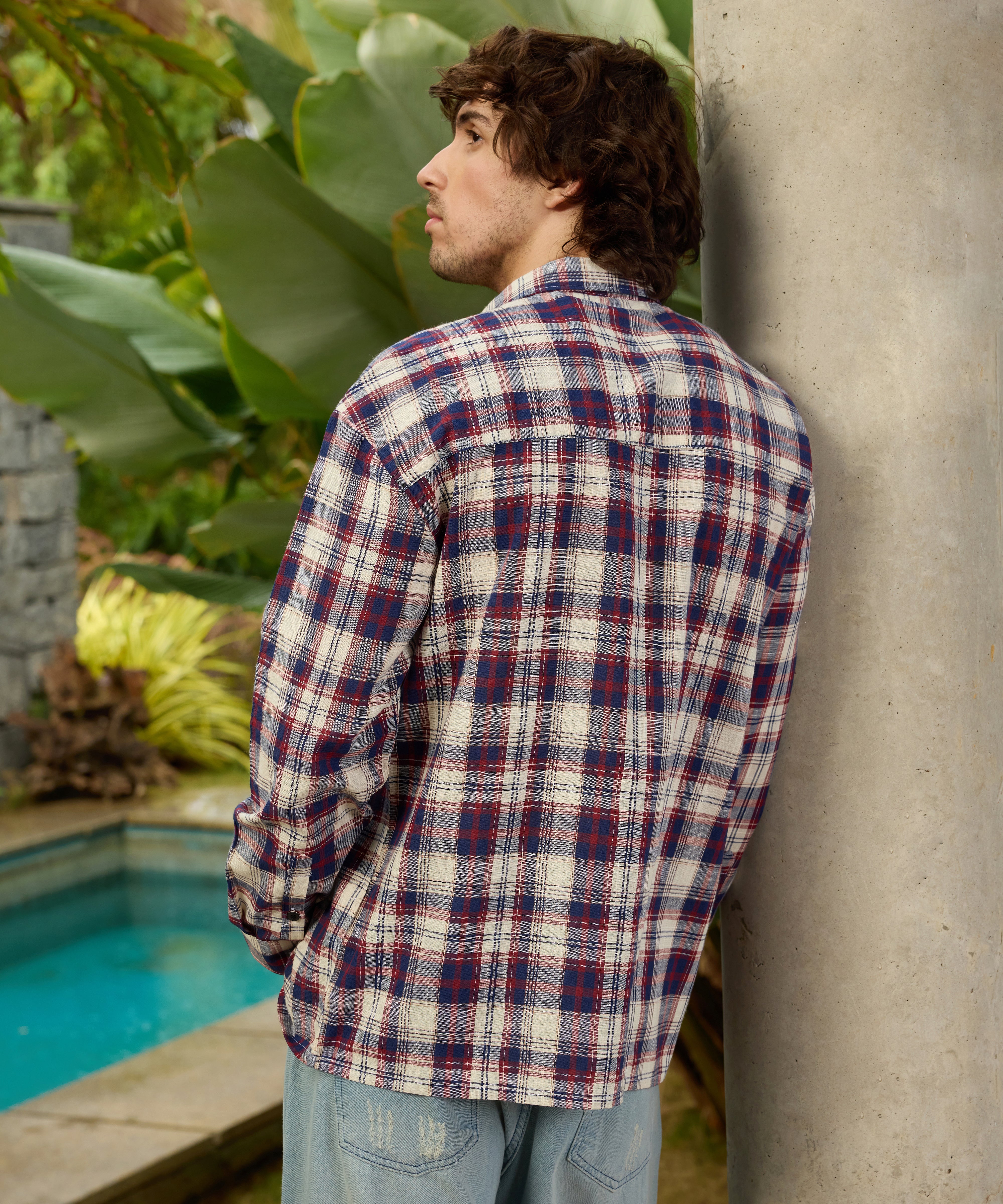 Men Red Tartan Checked Shirt