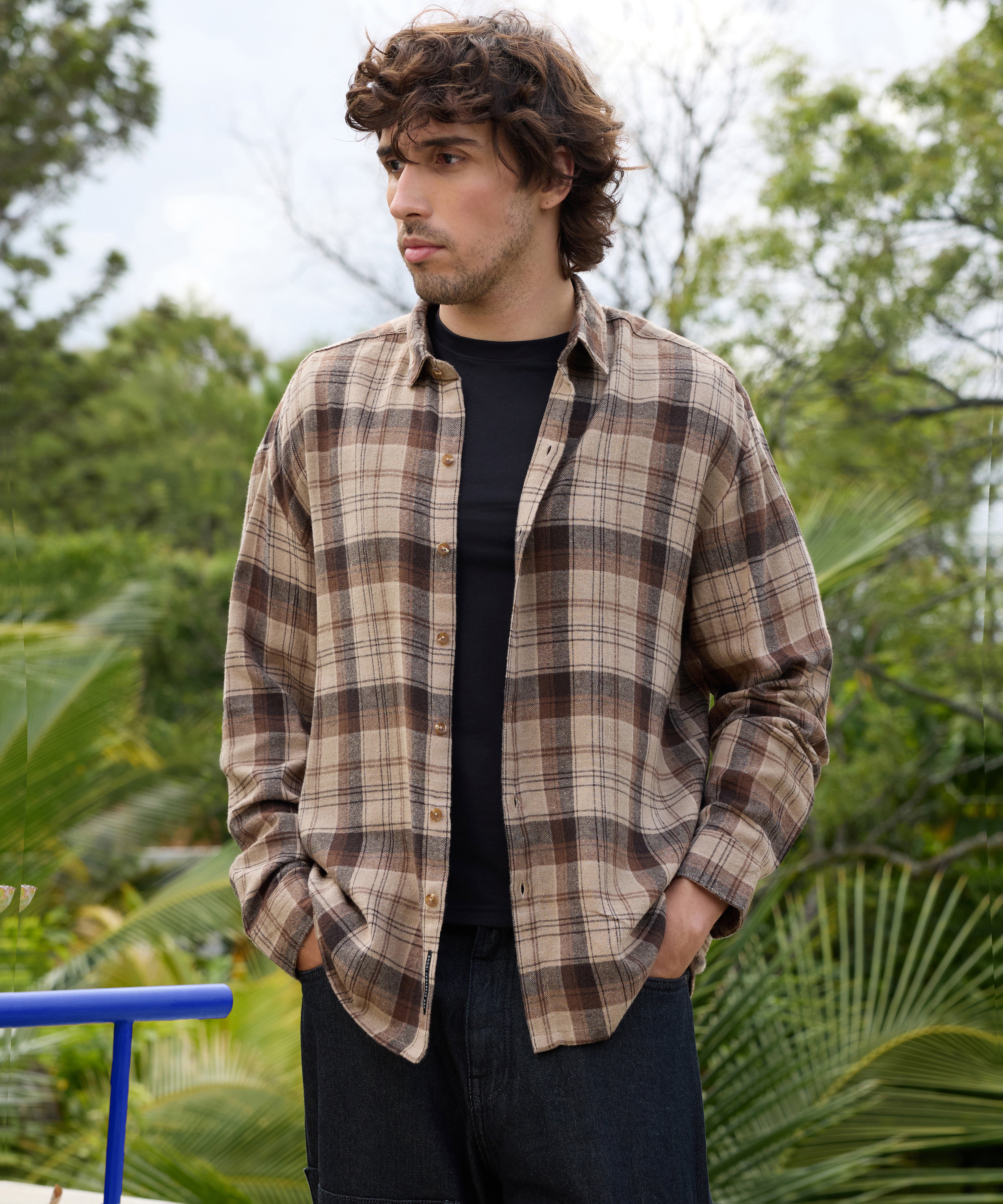 Men Brown Tartan Checked Shirt
