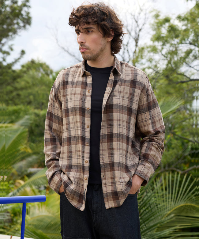 Men Brown Tartan Checked Shirt