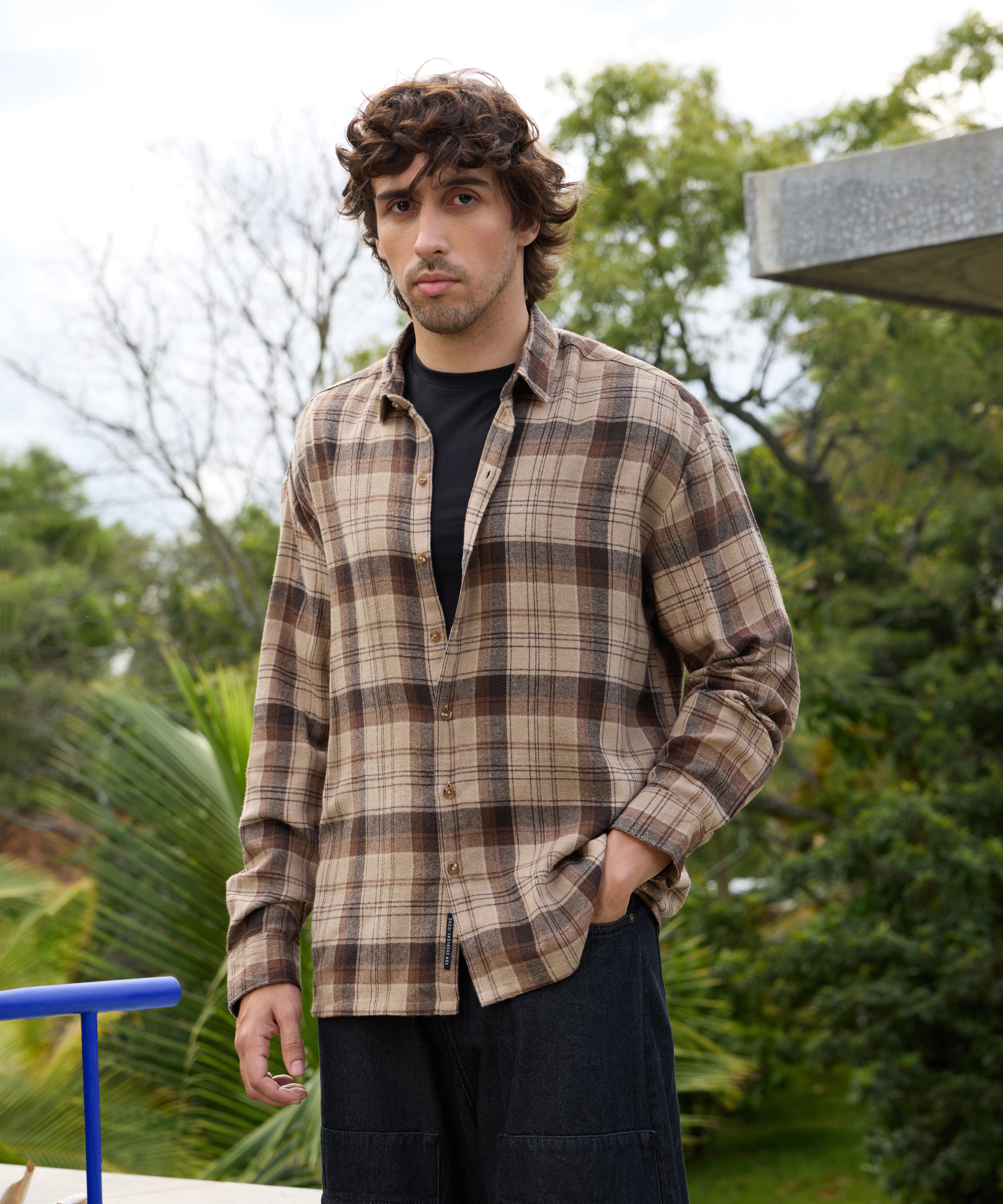 Men Brown Tartan Checked Shirt