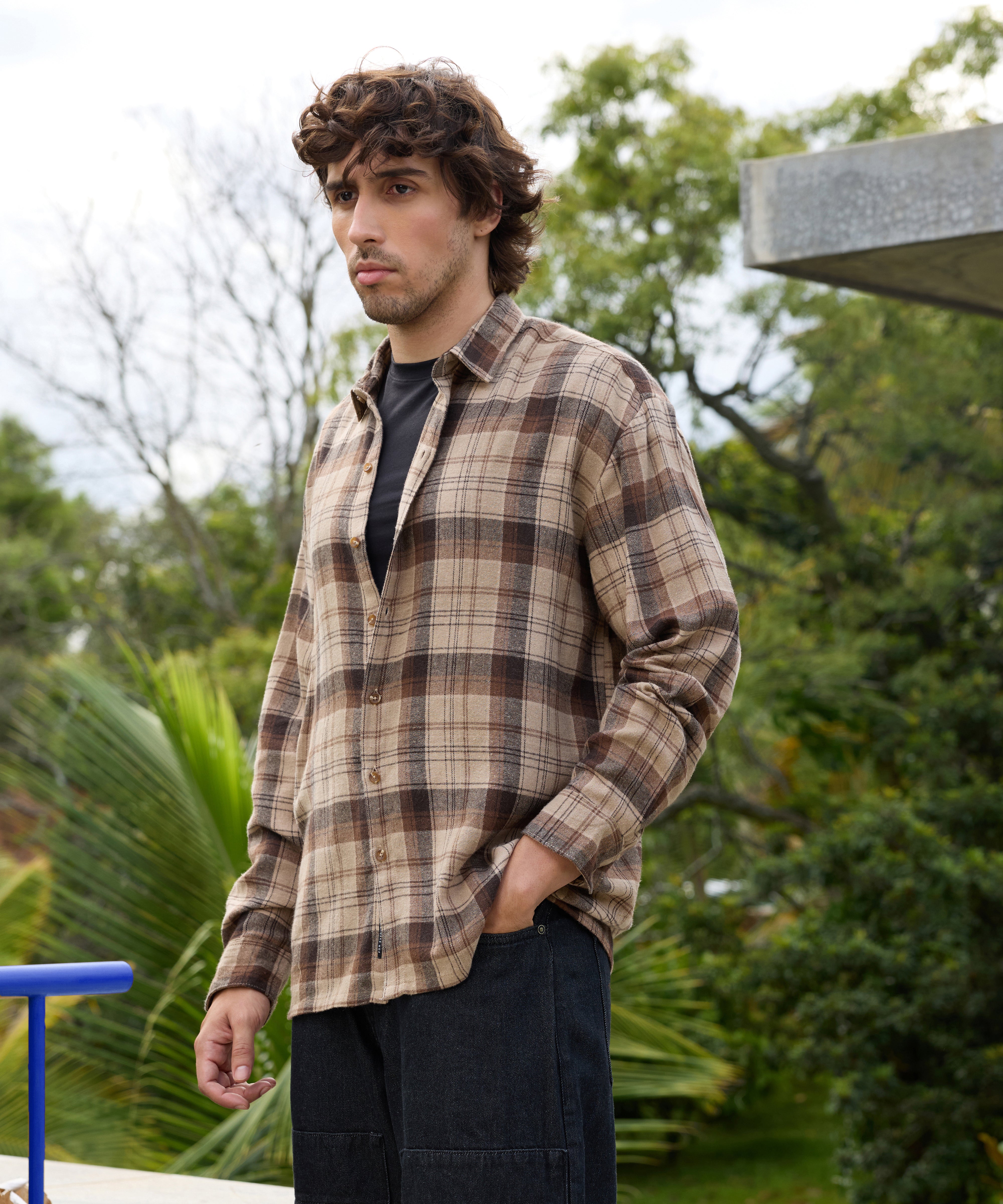 Men Brown Tartan Checked Shirt