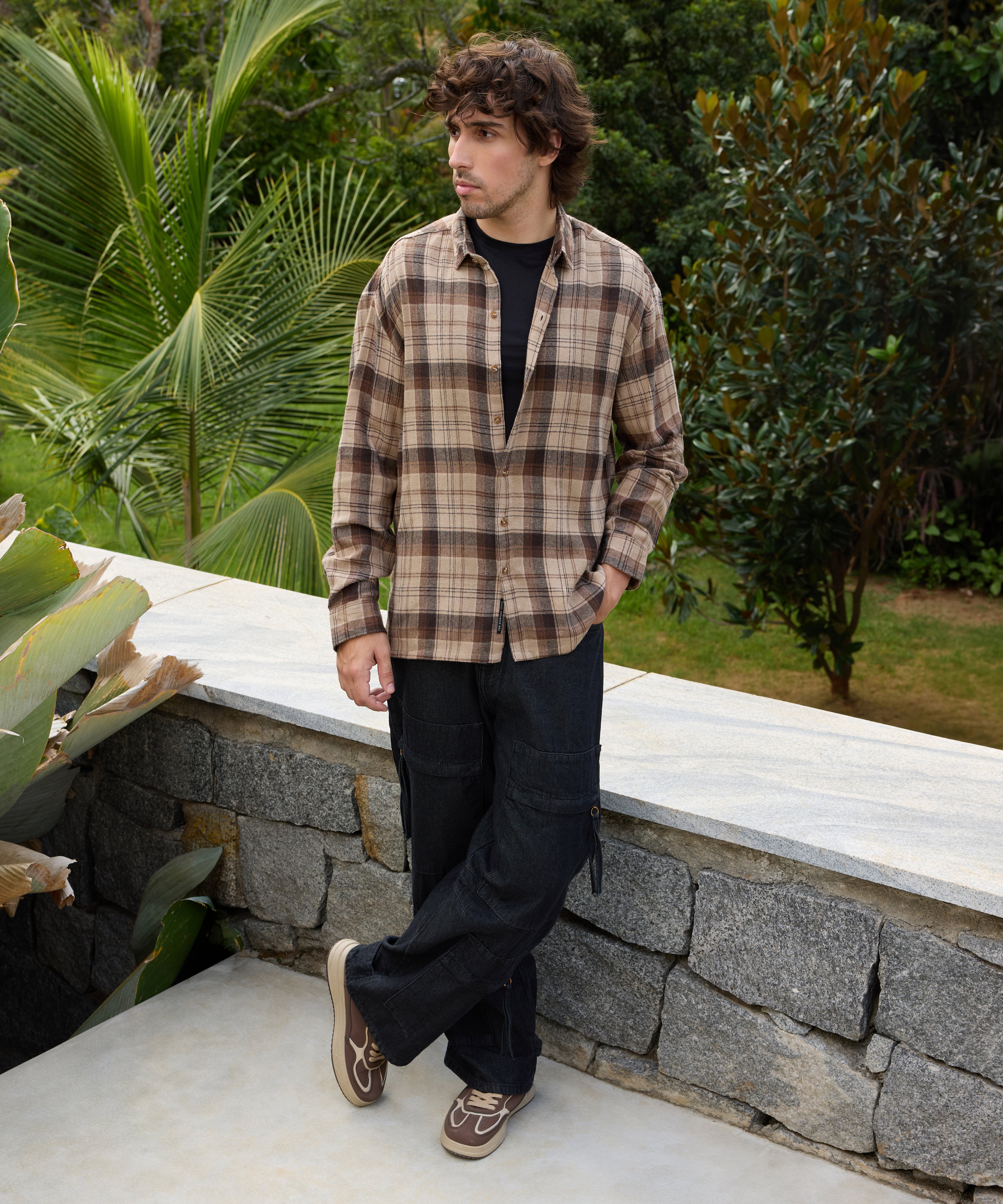 Men Brown Tartan Checked Shirt