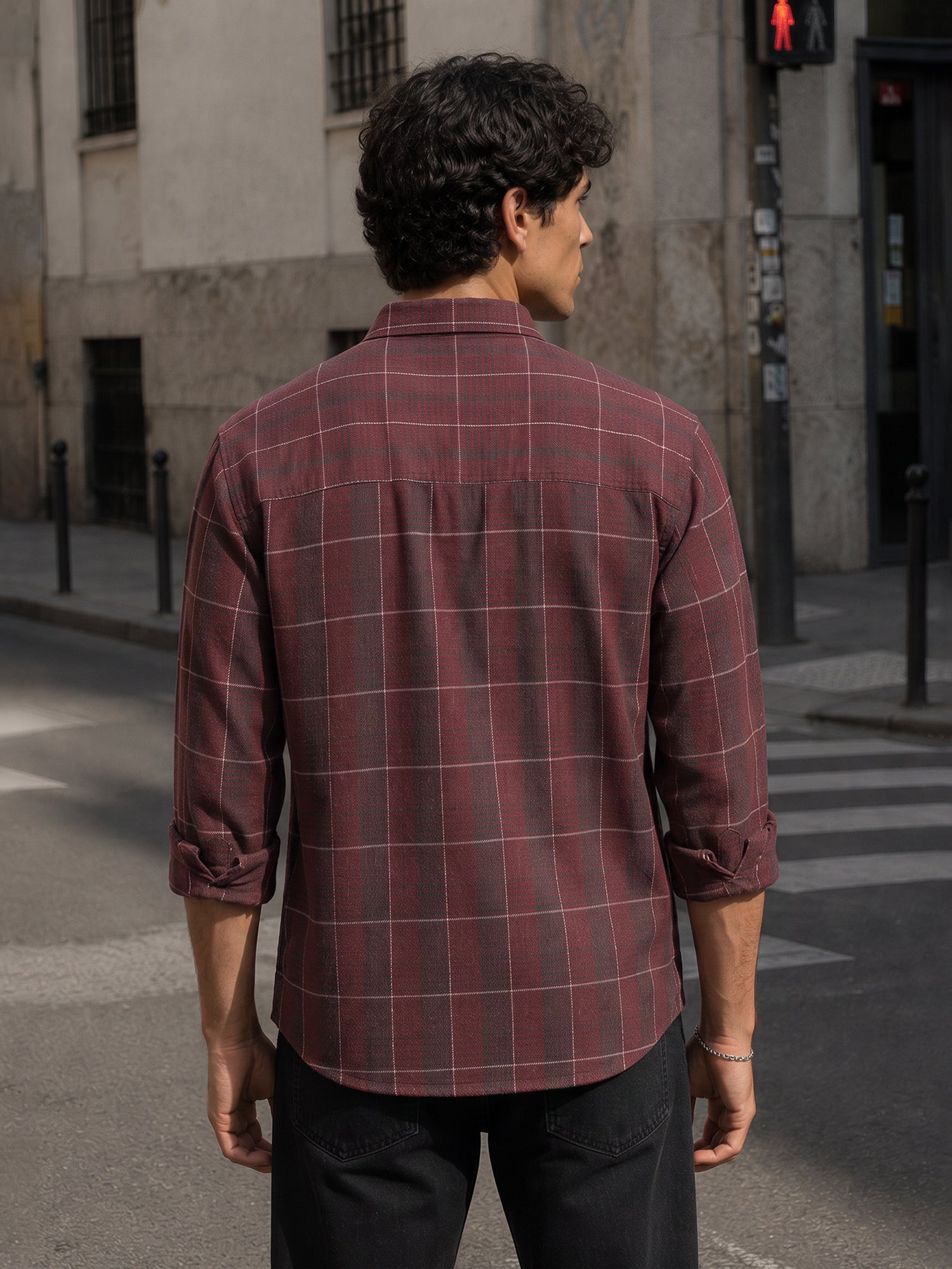 Men Maroon Tartan Checked Shirt