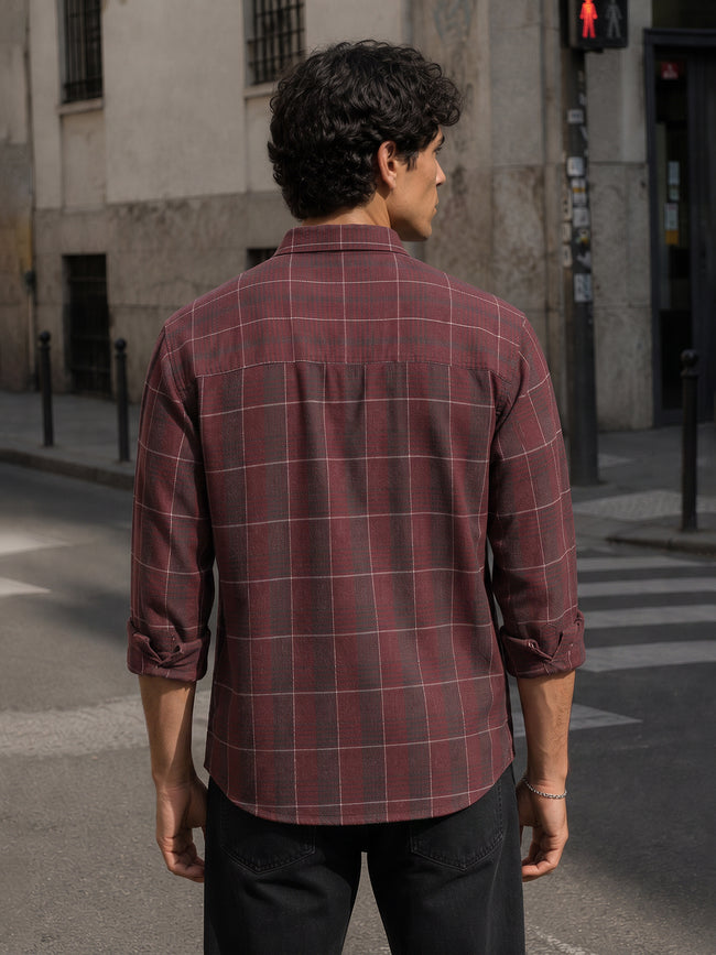 Men Maroon Tartan Checked Shirt