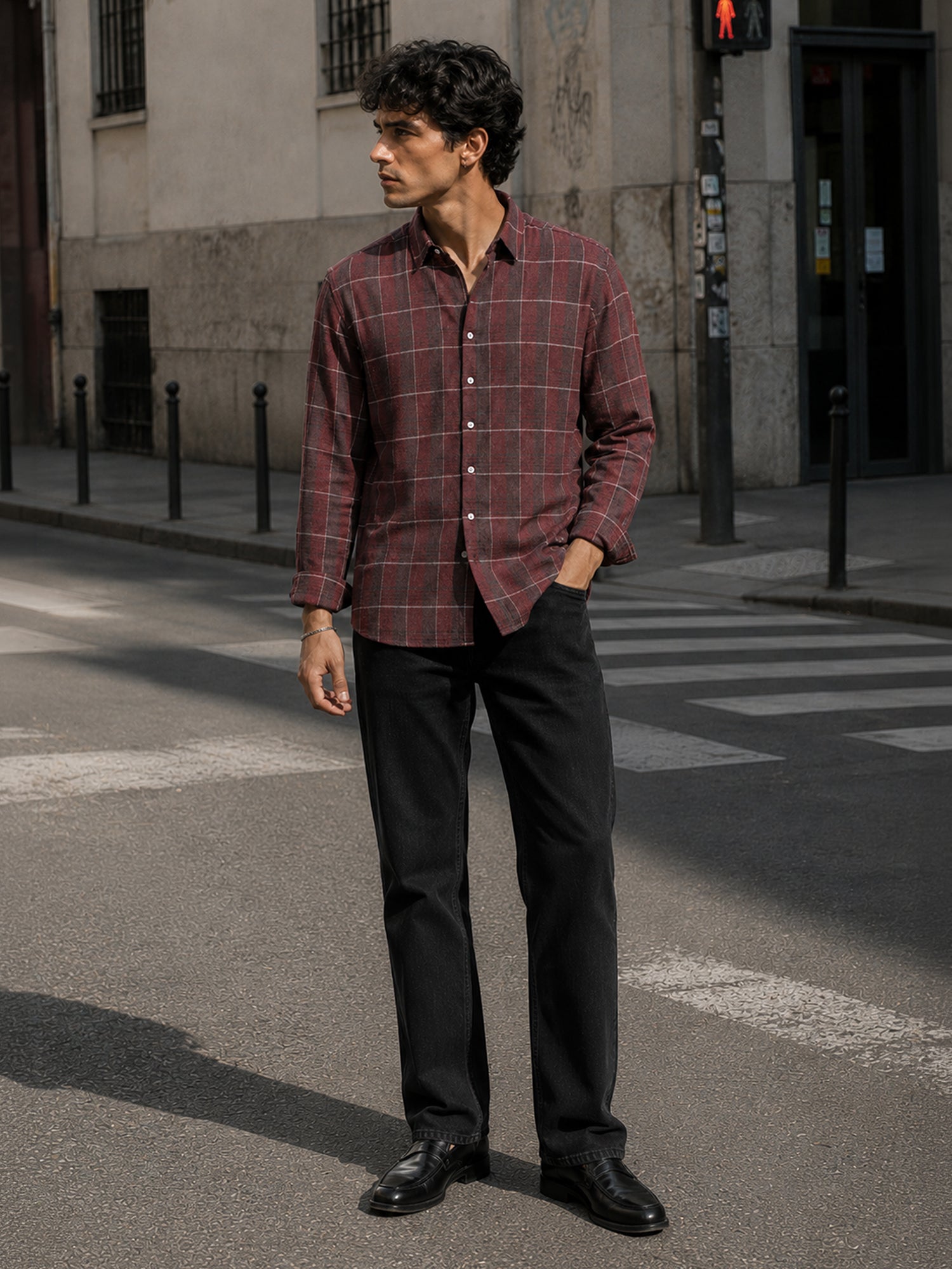 Men Maroon Tartan Checked Shirt