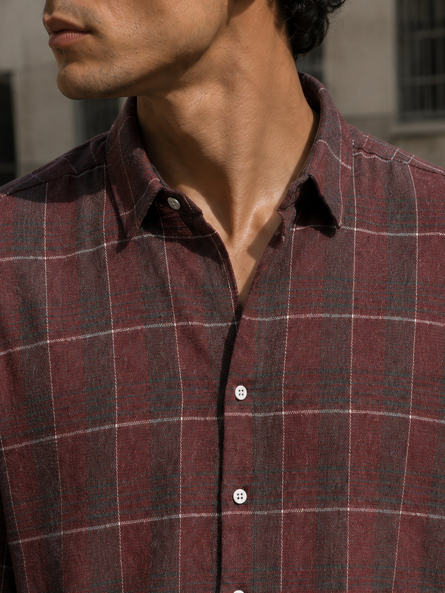 Men Maroon Tartan Checked Shirt
