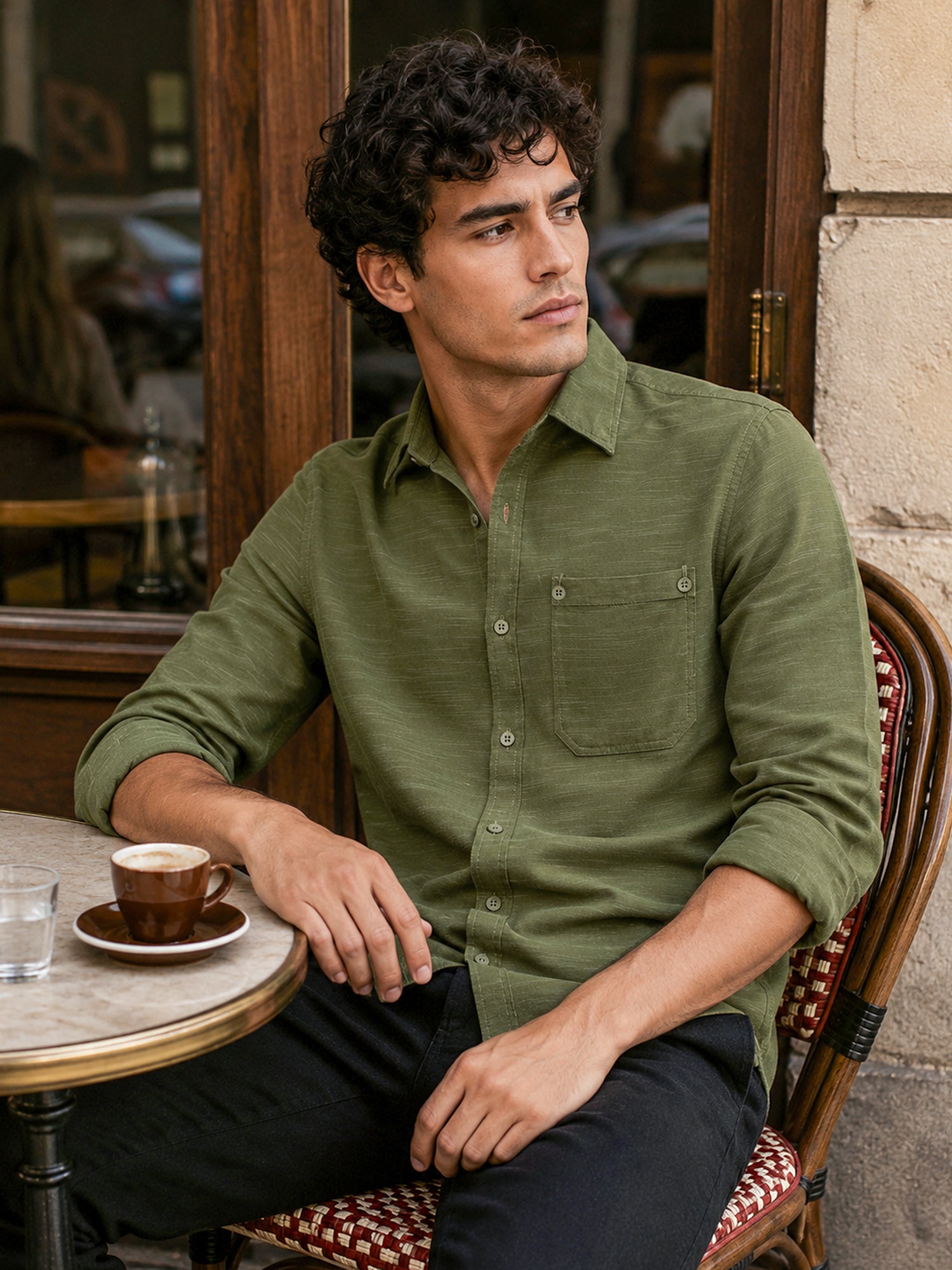 Men Green Solid Shirt