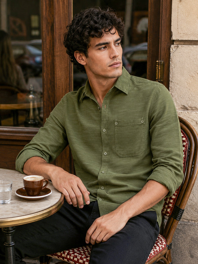 Men Green Solid Shirt