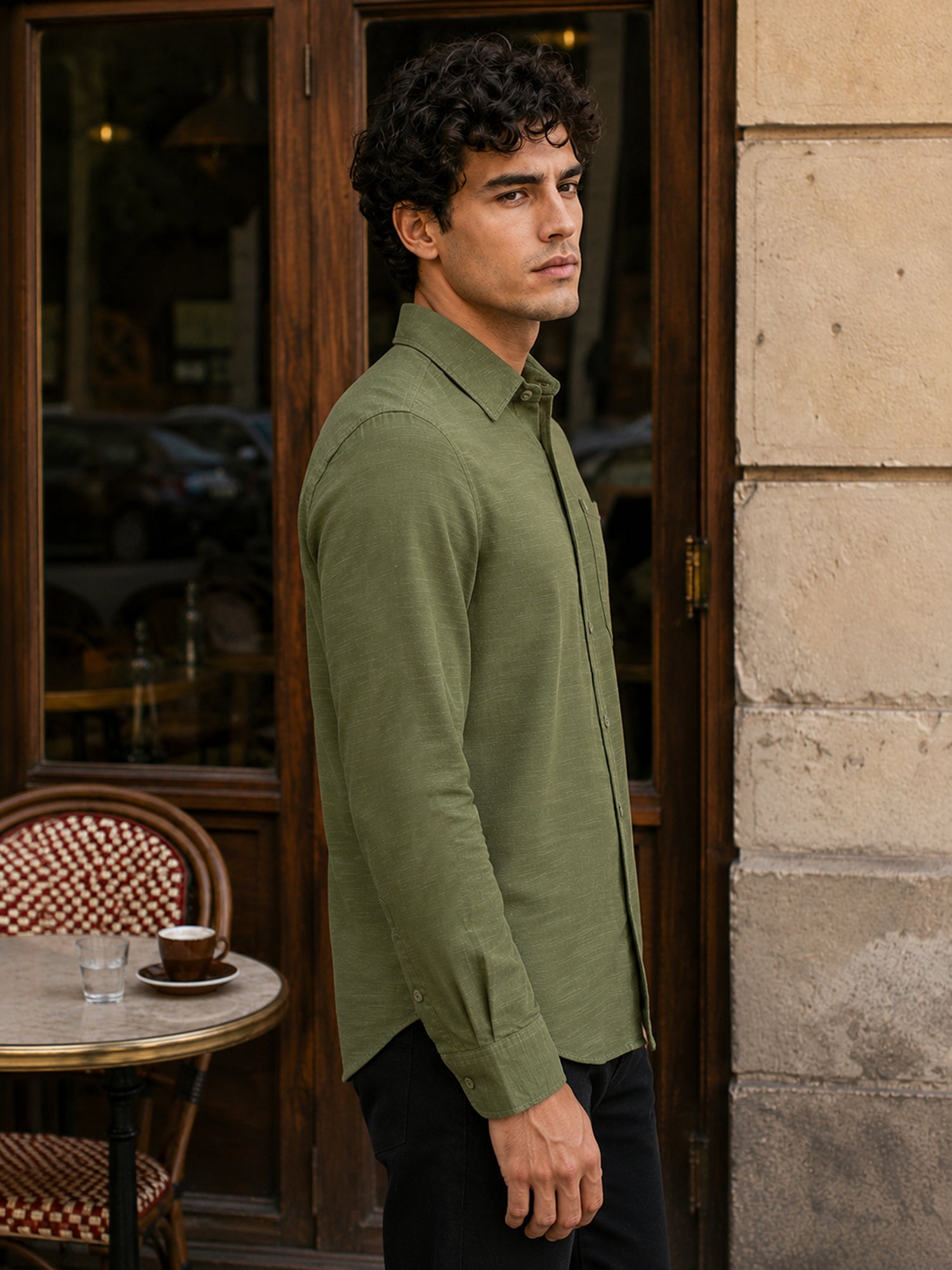 Men Green Solid Shirt