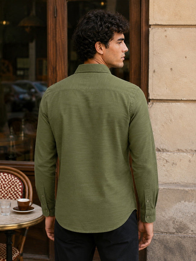 Men Green Solid Shirt
