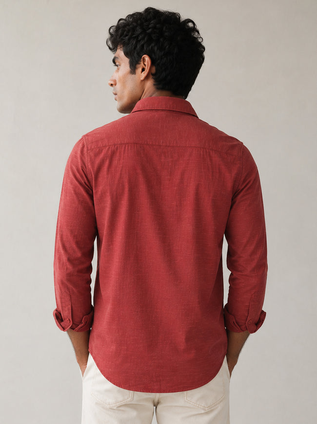 Men Red Solid Shirt