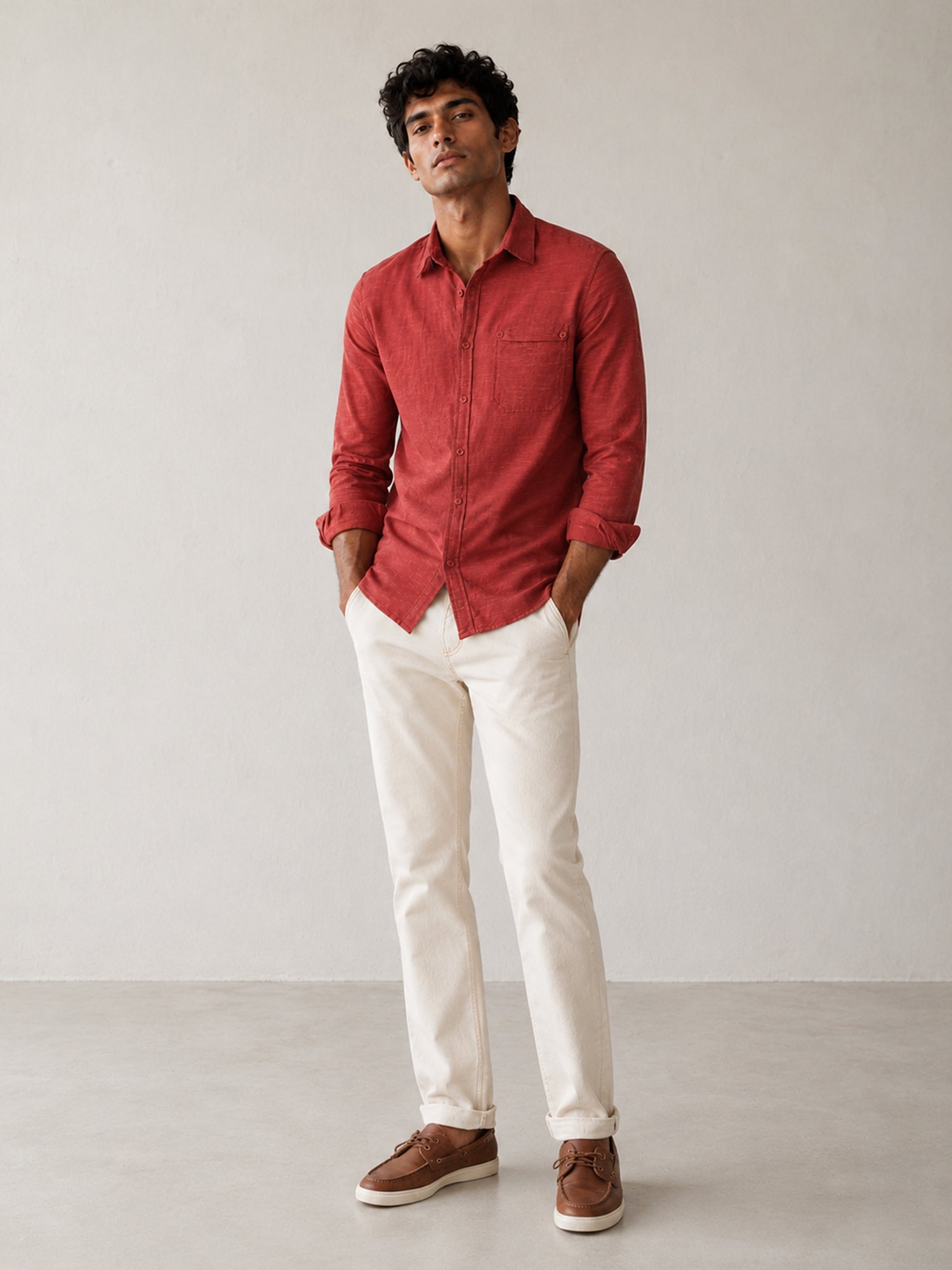Men Red Solid Shirt