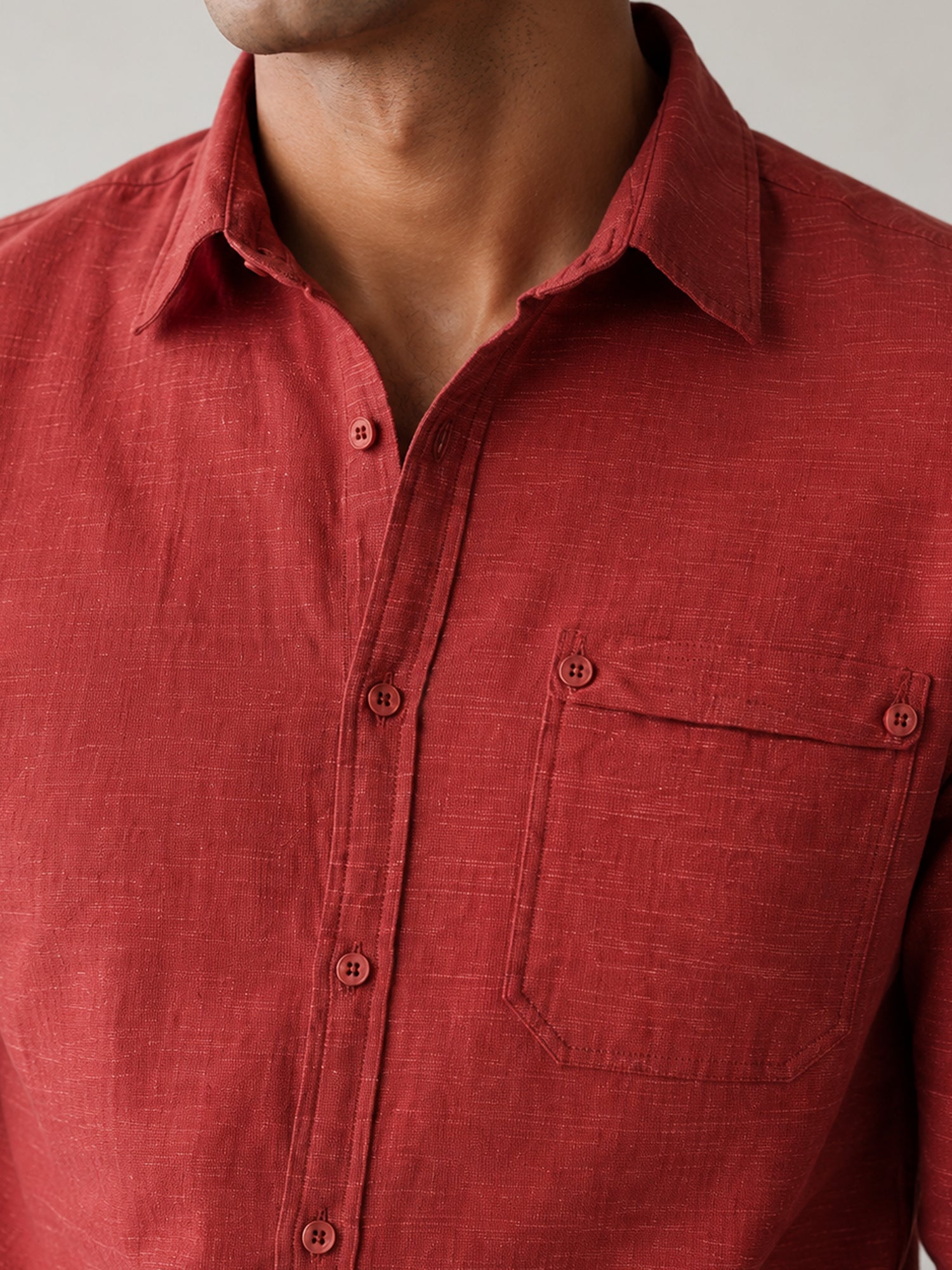 Men Red Solid Shirt