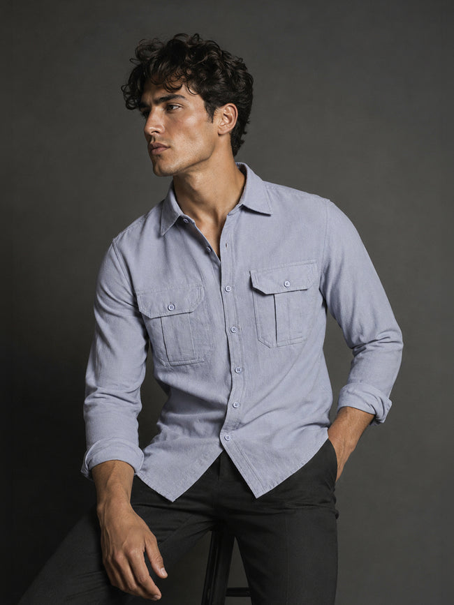 Men Blue Solid Shirt