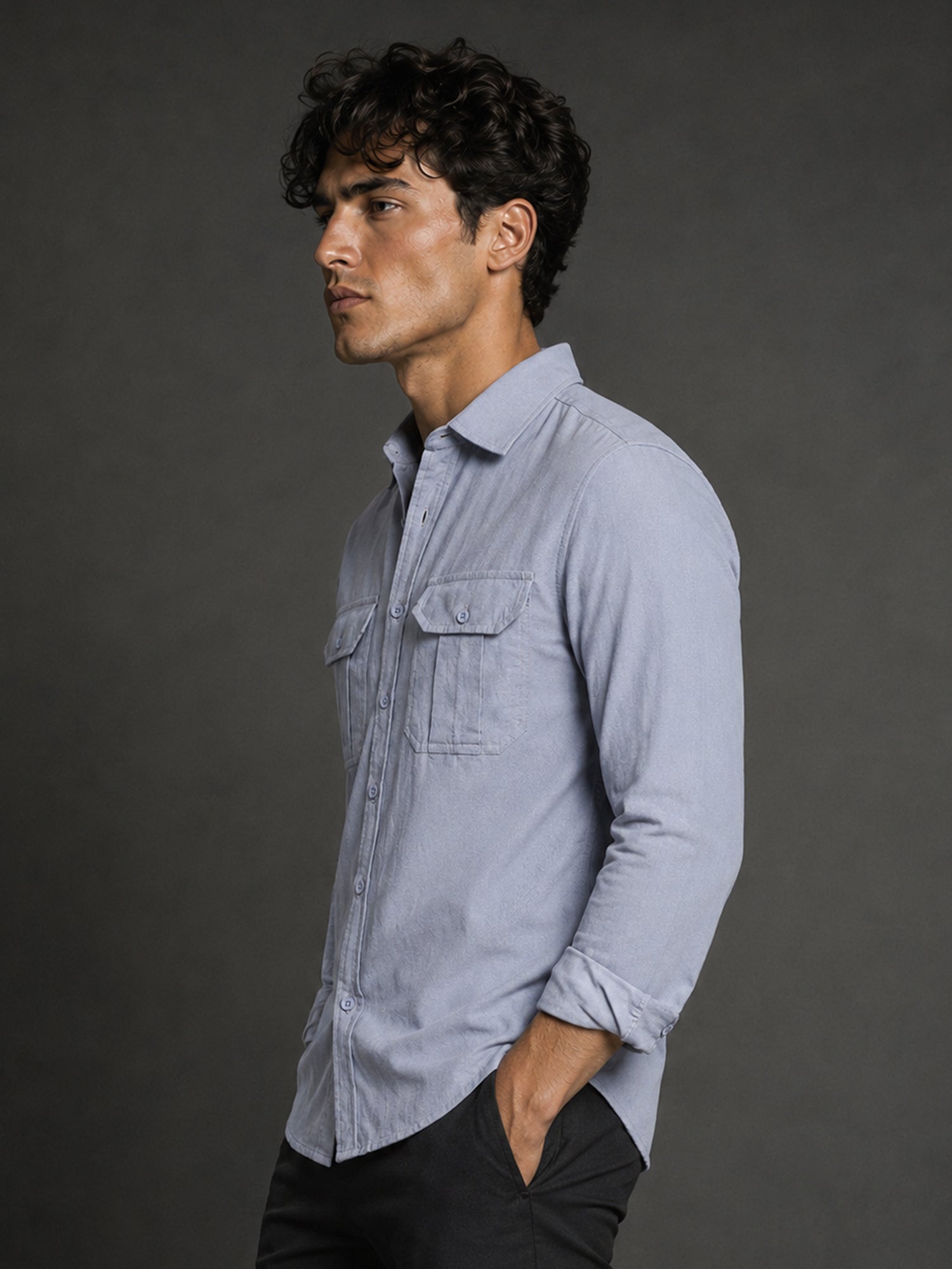 Men Blue Solid Shirt