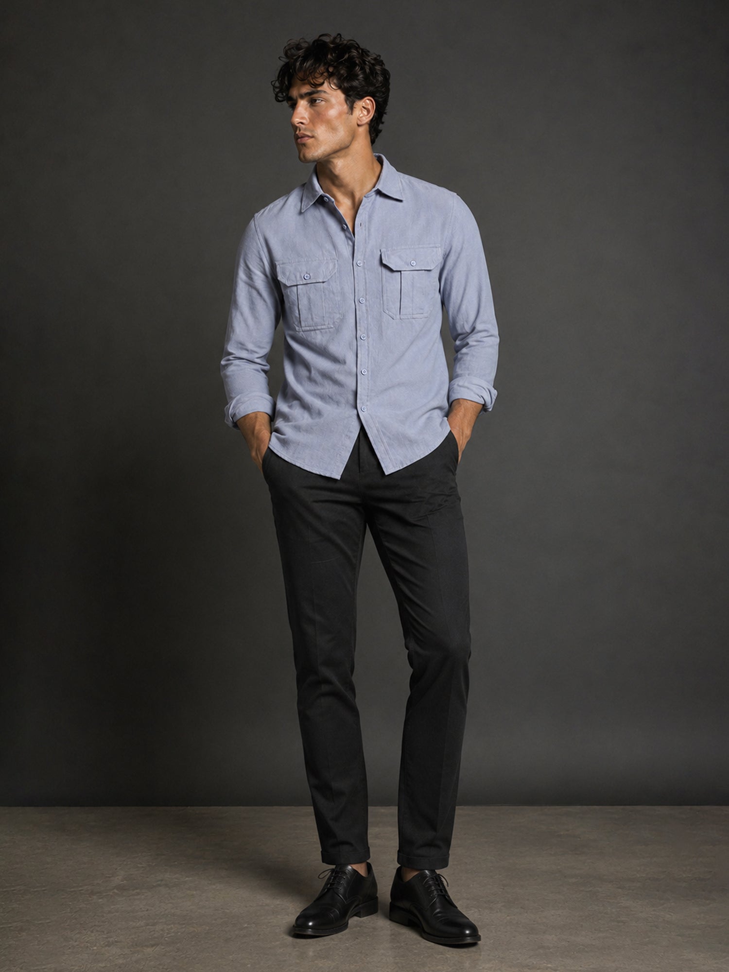 Men Blue Solid Shirt