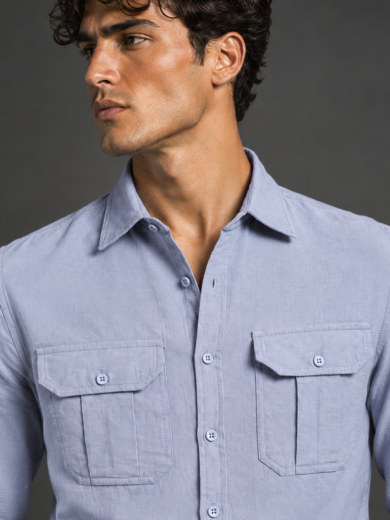 Men Blue Solid Shirt