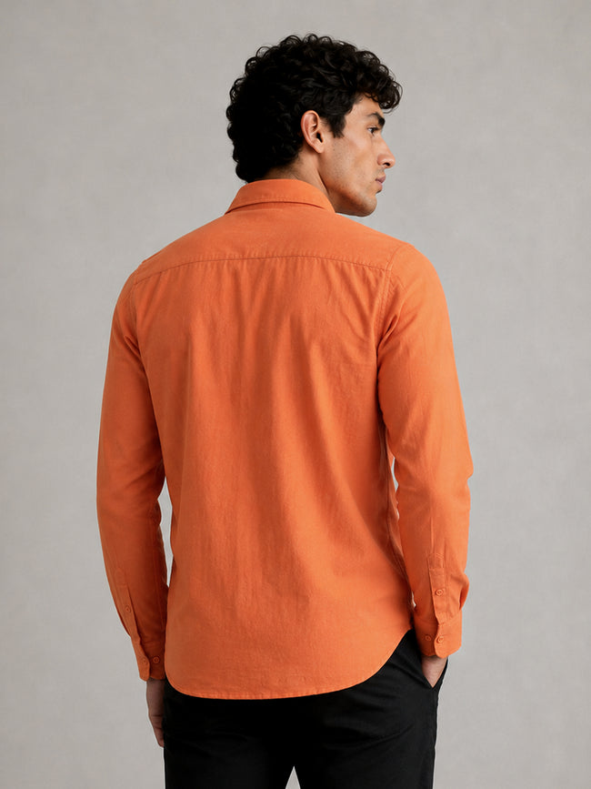 Men Orange Solid Shirt