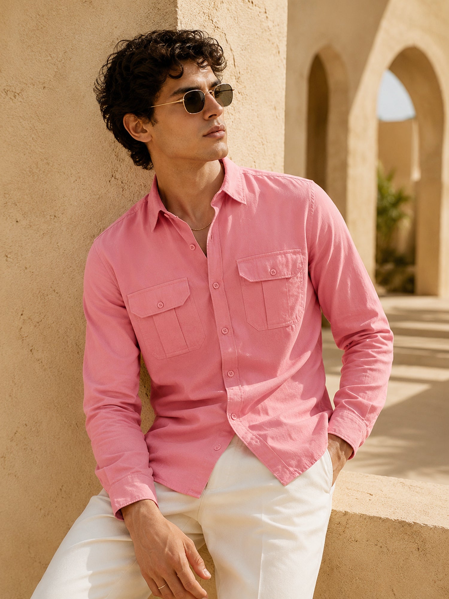 Men Pink Solid Shirt