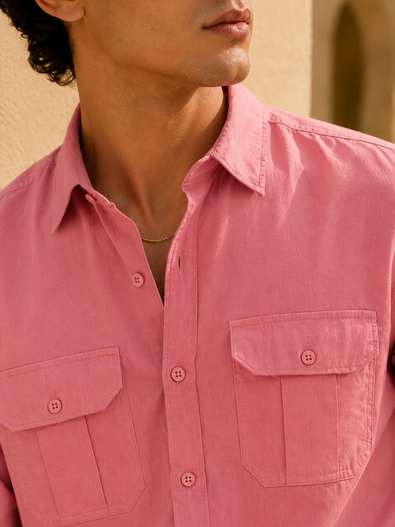 Men Pink Solid Shirt