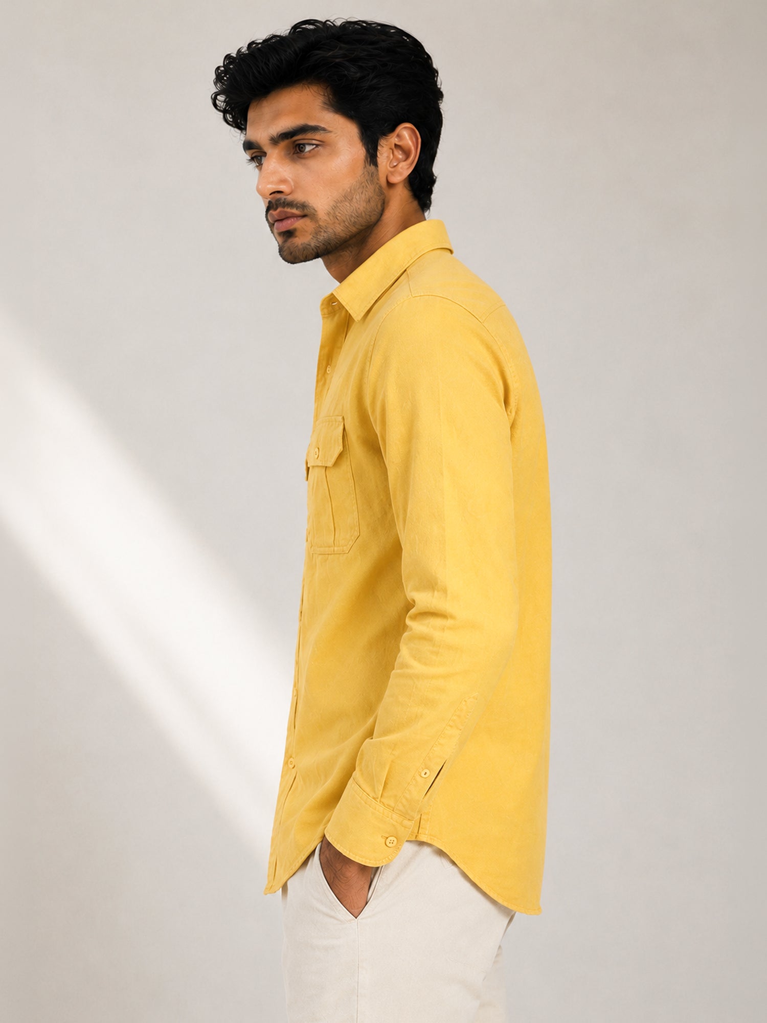 Men Yellow Solid Shirt